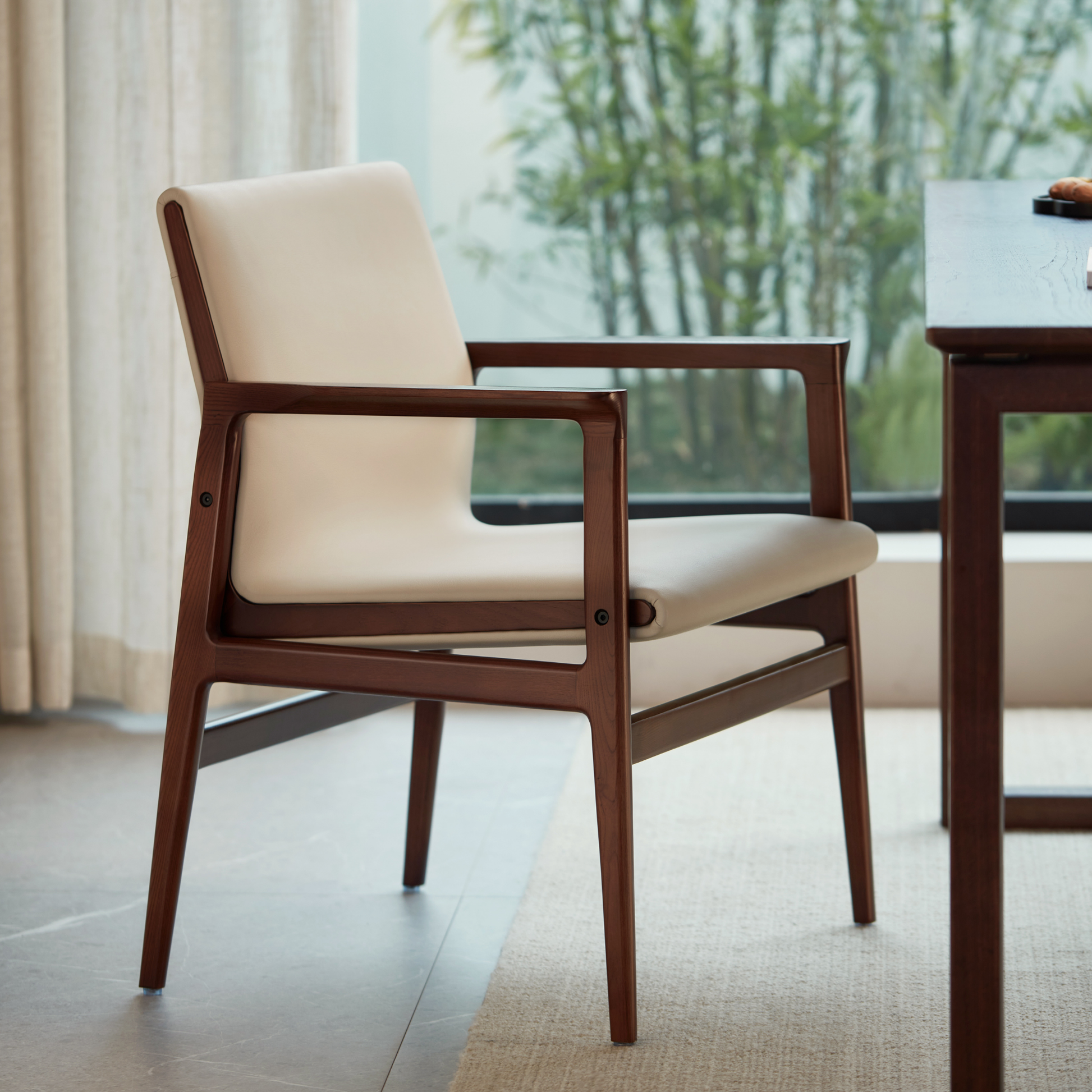 Linspire Lysa Leather Armchair with Solid Wood Frame, Ash