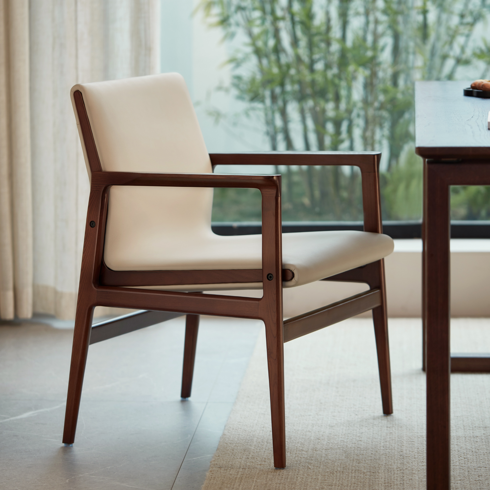 Linspire Lysa Leather Armchair with Solid Wood Frame, Ash