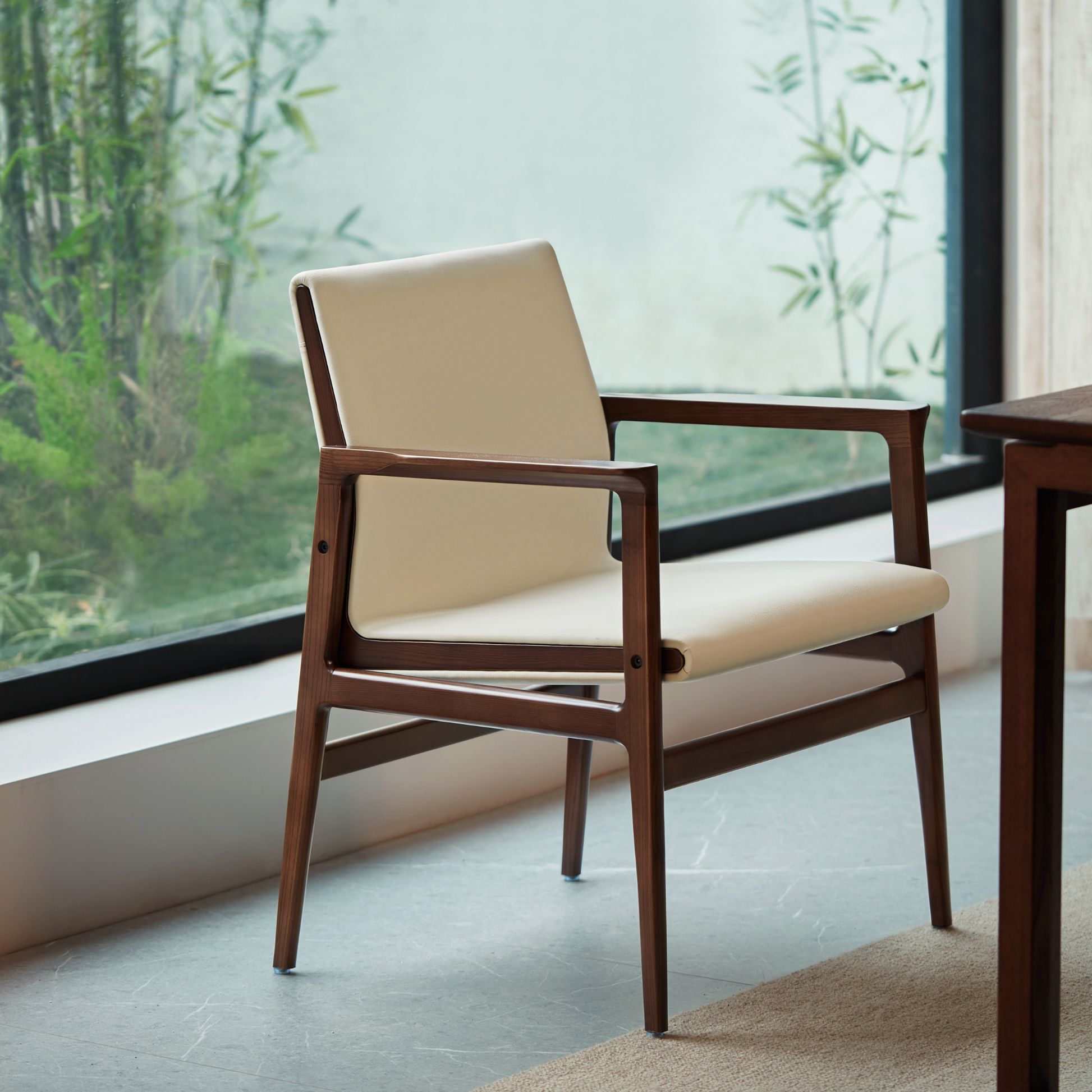 Linspire Lysa Leather Armchair with Solid Wood Frame, Ash
