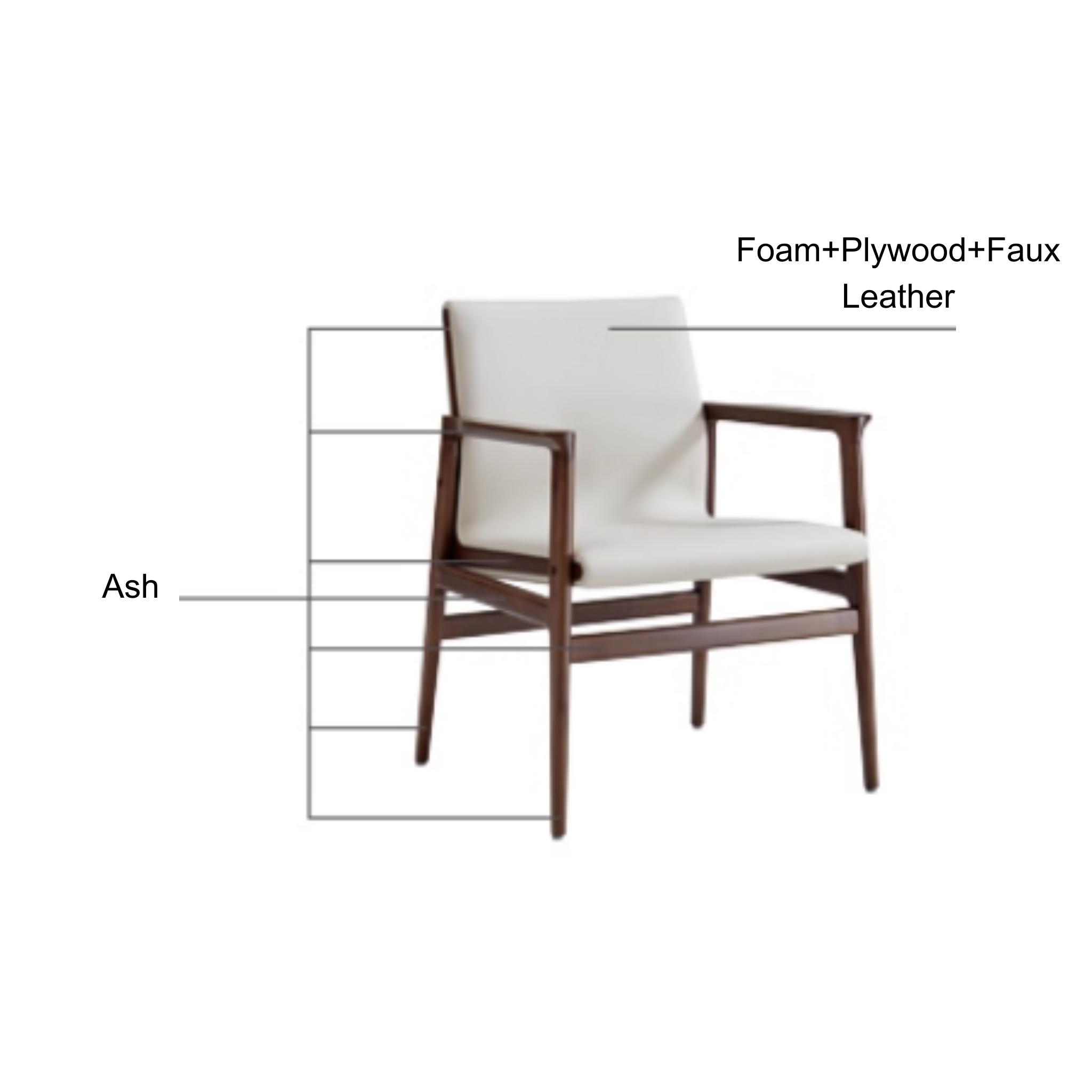 Linspire Lysa Leather Armchair with Solid Wood Frame, Ash