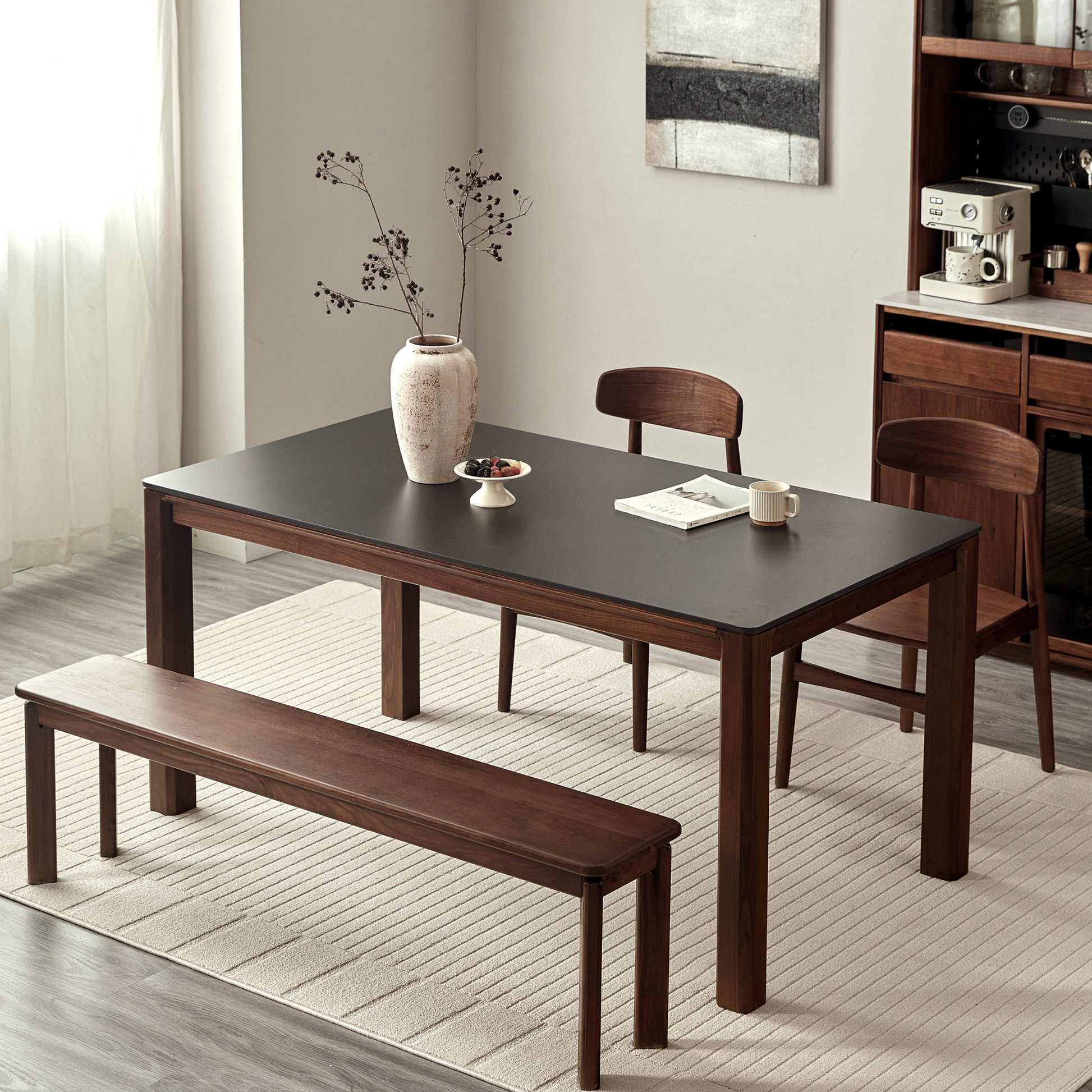 Linspire Vista Solid Wood Dining Table with Straight Legs, American Black Walnut