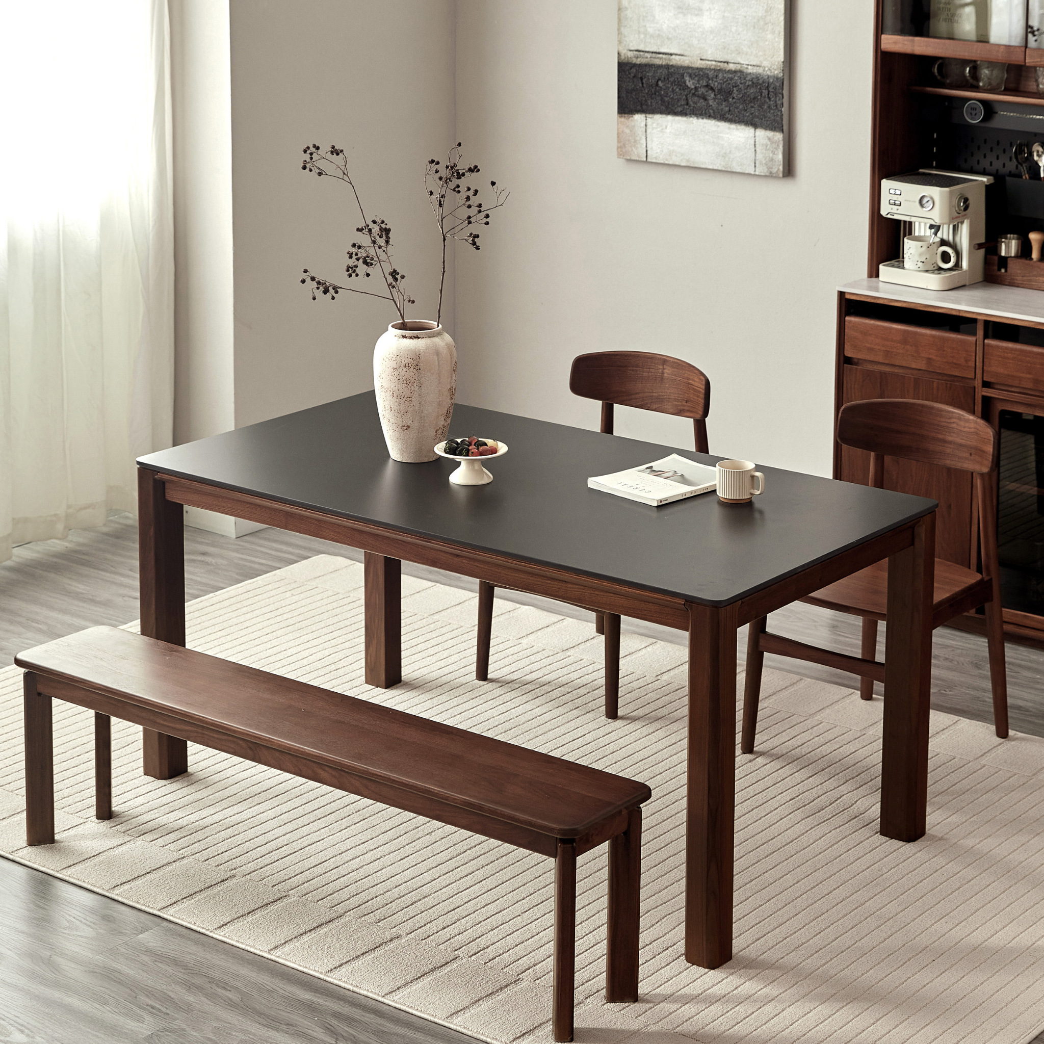 Linspire Vista Solid Wood Dining Table with Straight Legs, American Black Walnut