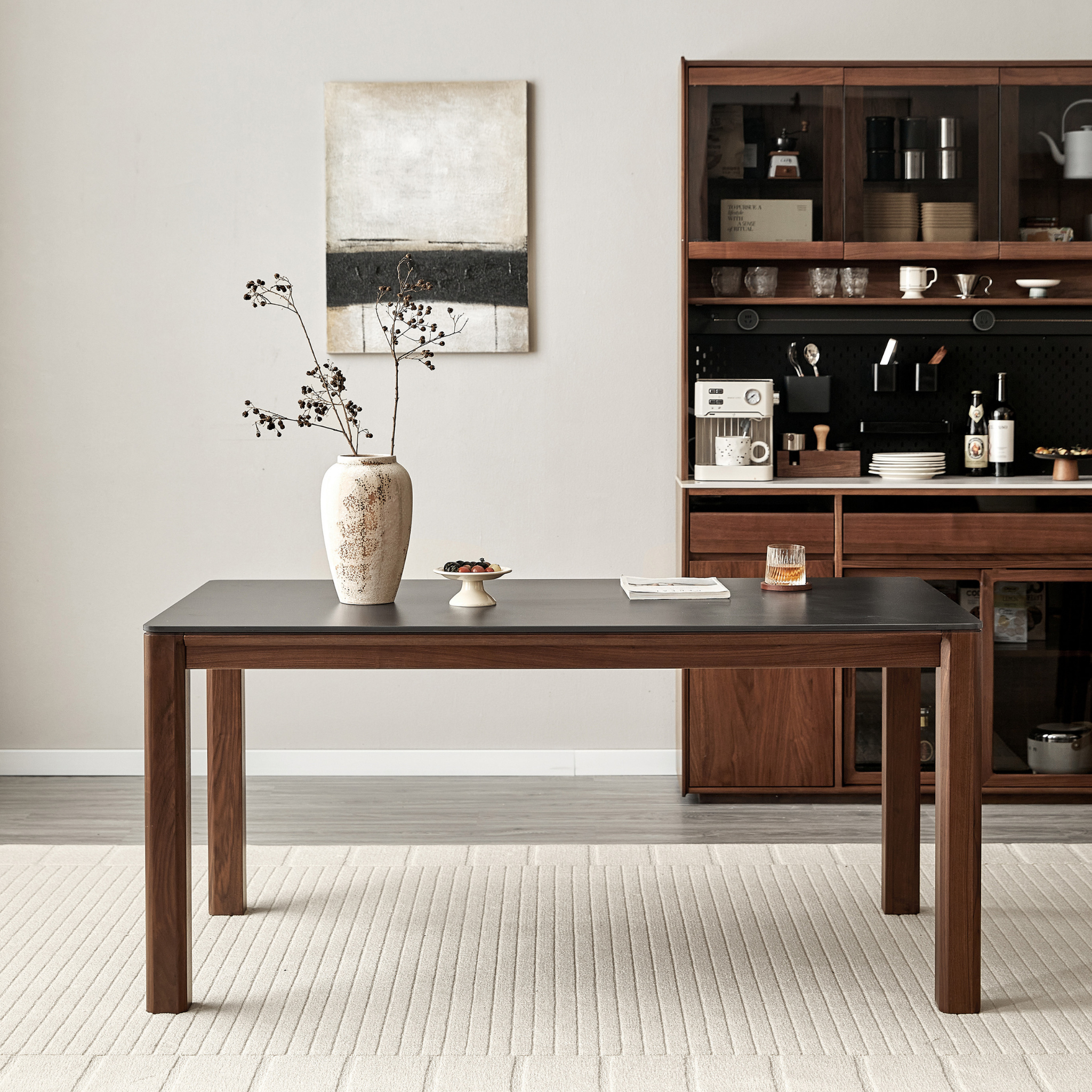 Linspire Vista Solid Wood Dining Table with Straight Legs, American Black Walnut