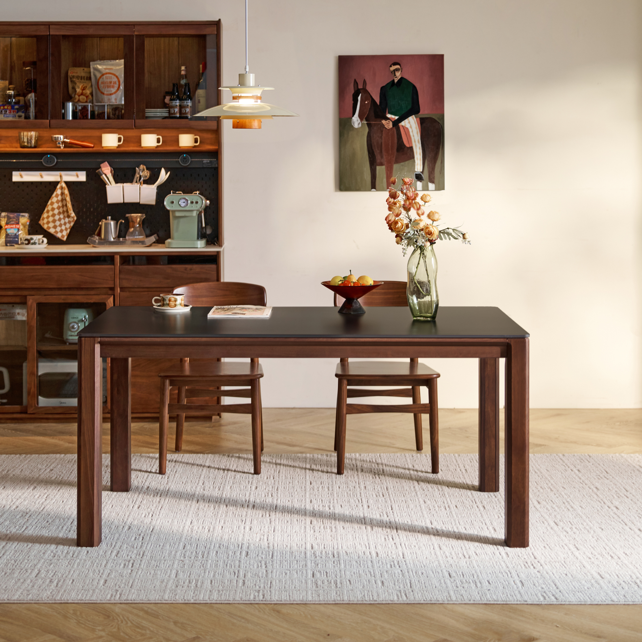 Linspire Vista Solid Wood Dining Table with Straight Legs, American Black Walnut