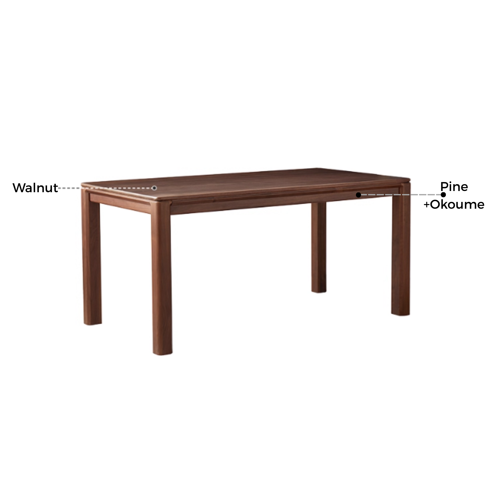 Linspire Vista Solid Wood Dining Table with Straight Legs, American Black Walnut