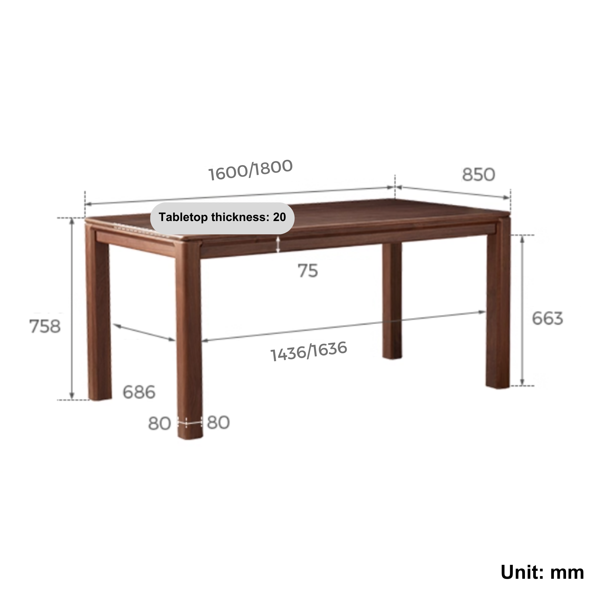 Linspire Vista Solid Wood Dining Table with Straight Legs, American Black Walnut