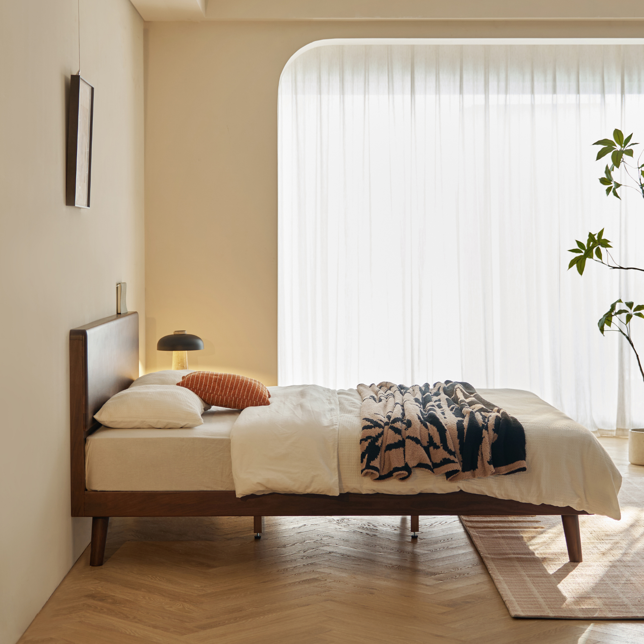 Linspire Vista Solid Wood Bed Frame, American Black Walnut