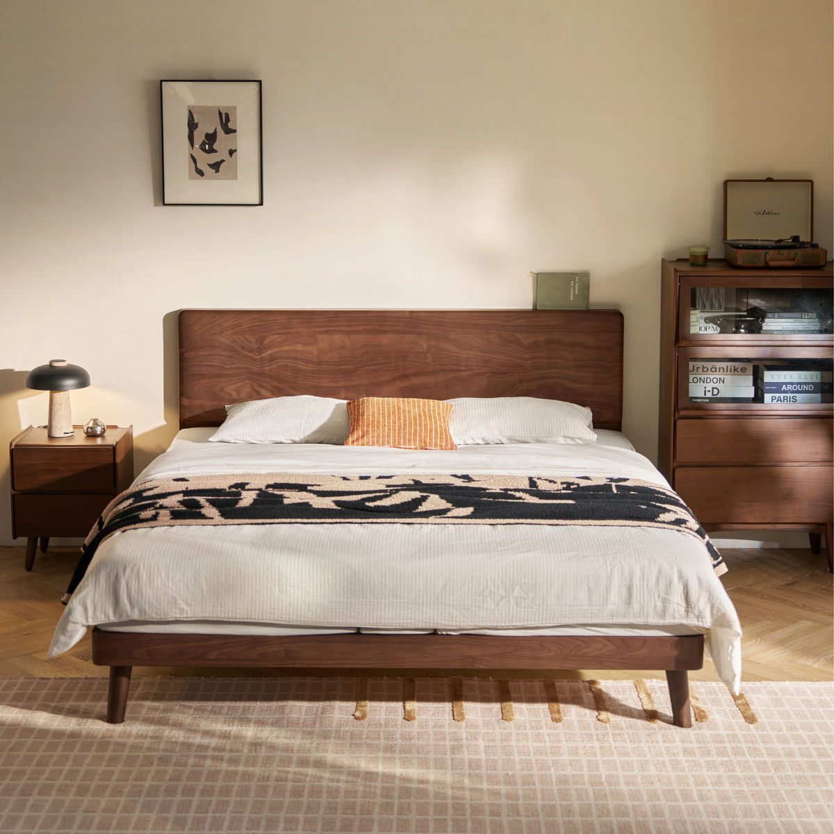 Linspire Vista Solid Wood Bed Frame, American Black Walnut