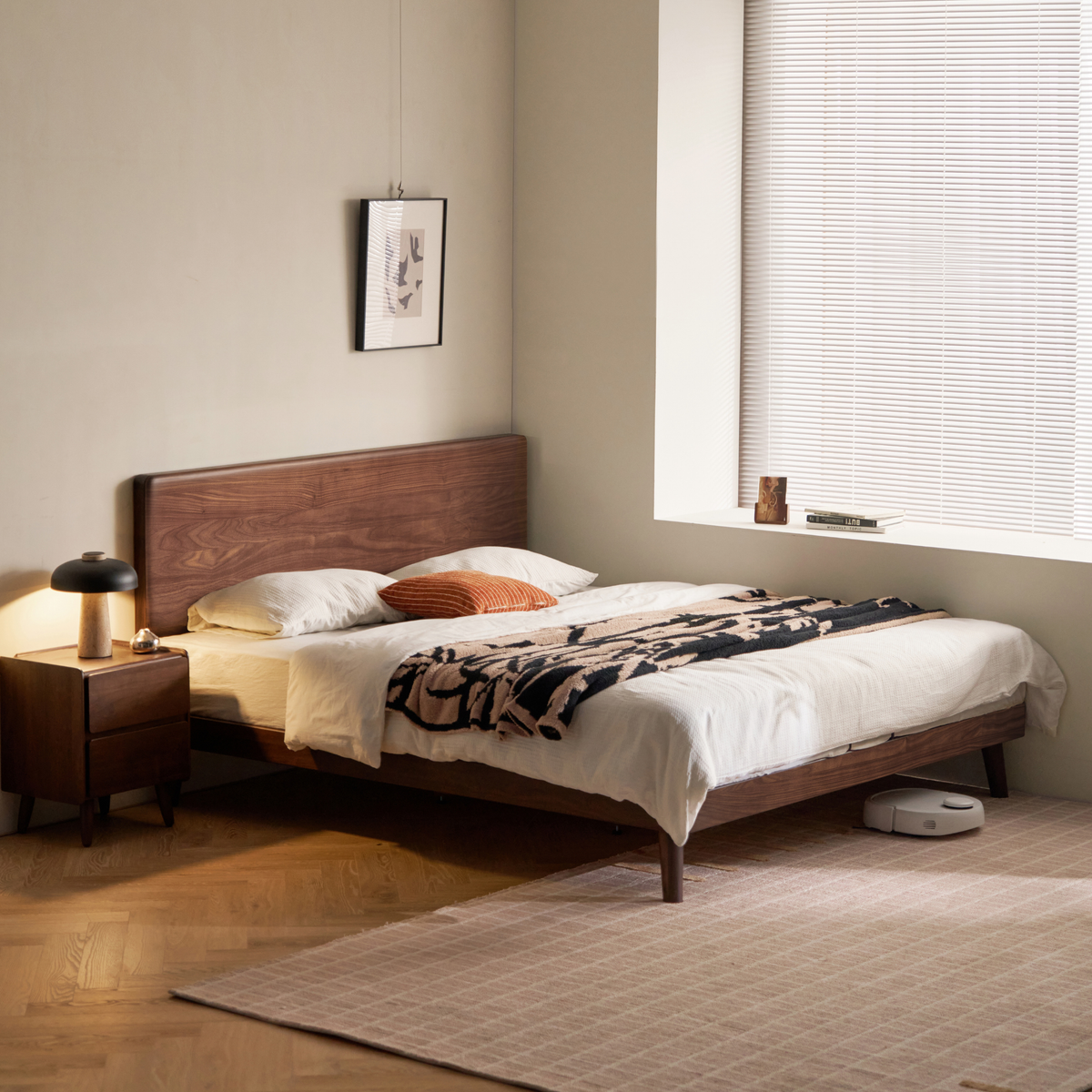 Linspire Vista Solid Wood Bed Frame, American Black Walnut
