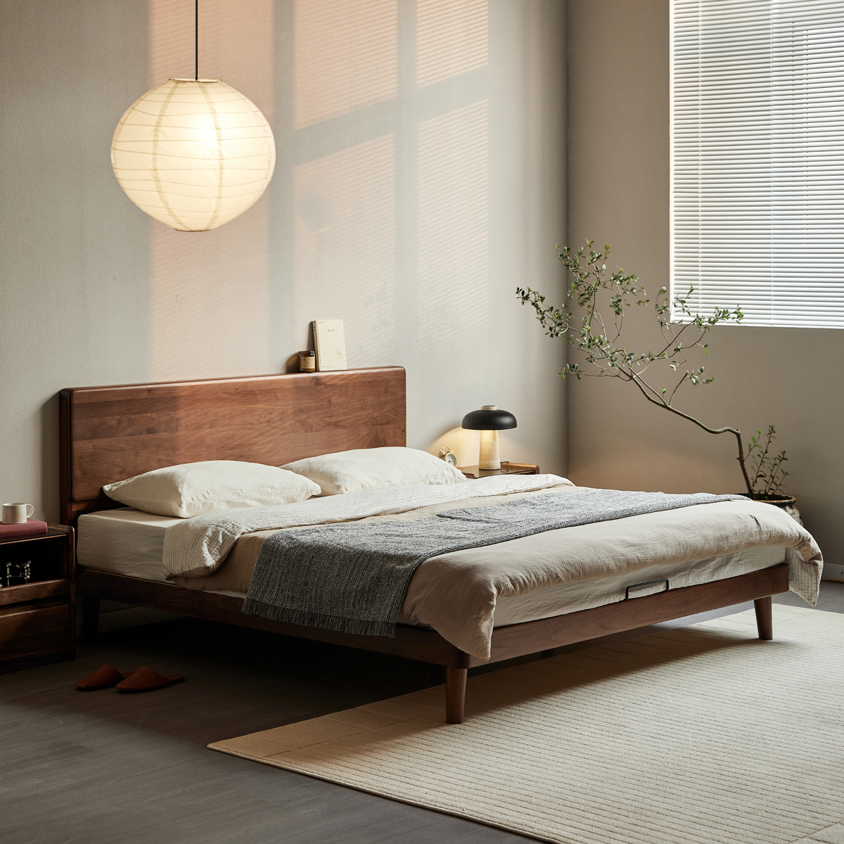 Linspire Vista Solid Wood Bed Frame, American Black Walnut
