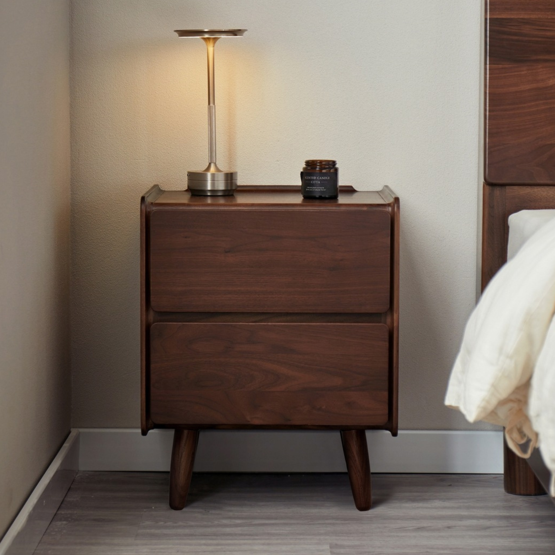 Linspire Vista Solid Wood Bedside Table, American Black Walnut
