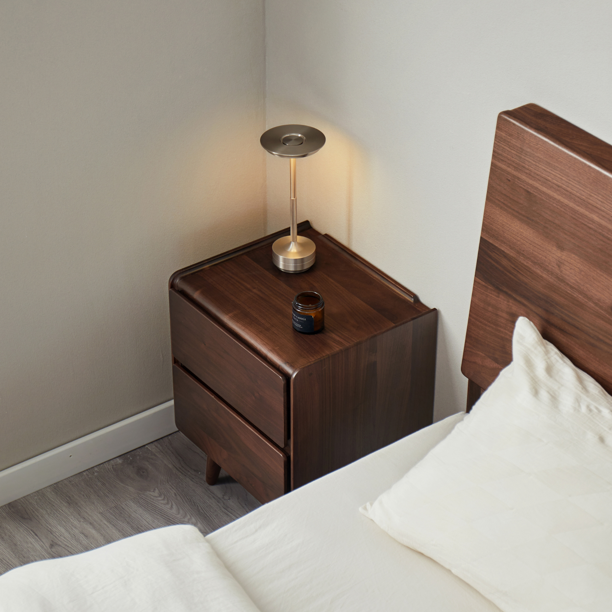 Linspire Vista Solid Wood Bedside Table, American Black Walnut