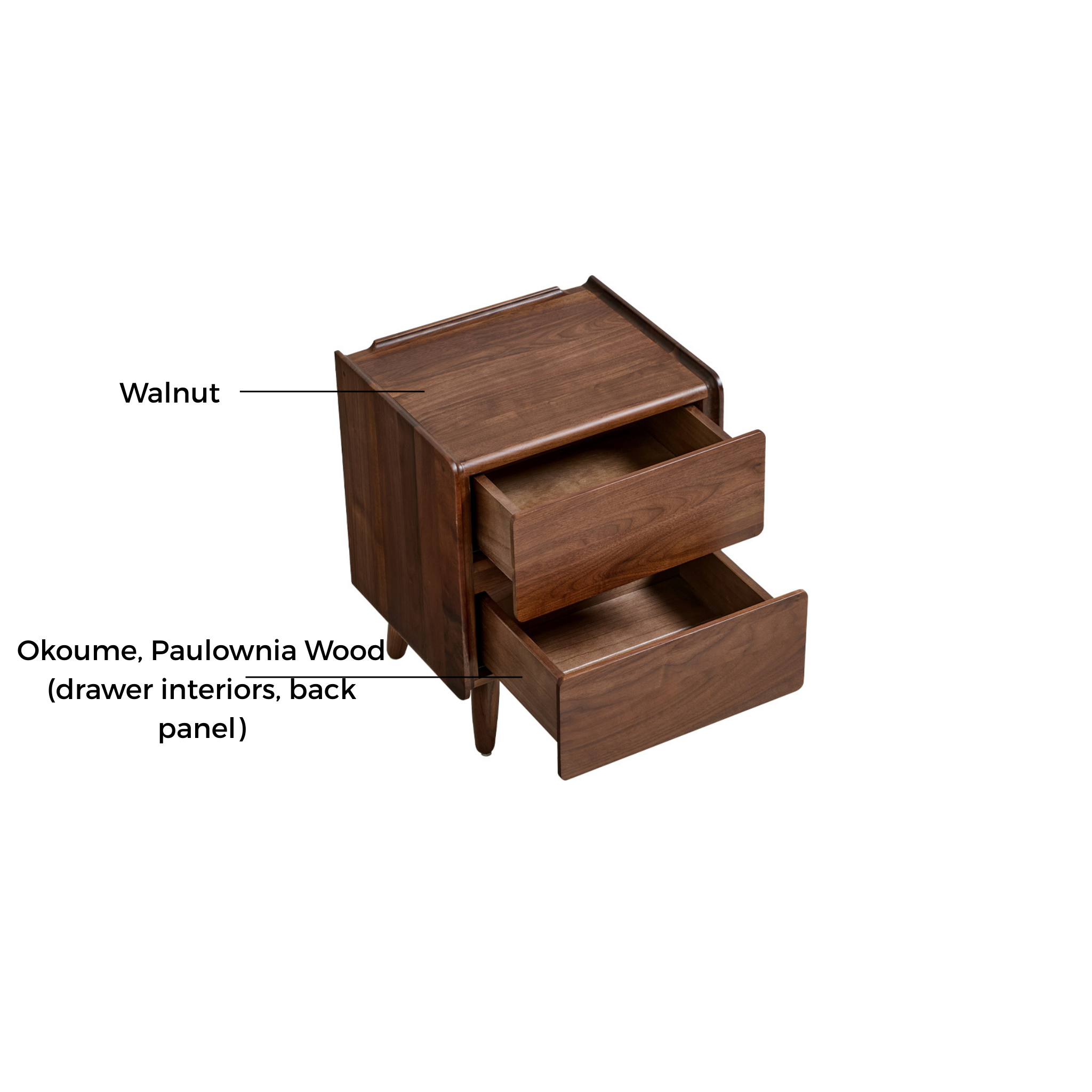 Linspire Vista Solid Wood Bedside Table, American Black Walnut