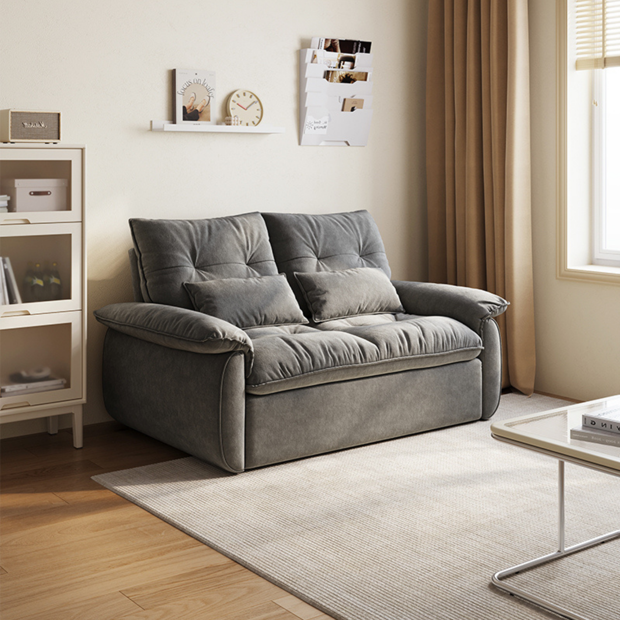 Linspire Rilla 2-Seater Sofa Bed, Pet-Friendly Fabric, Grey