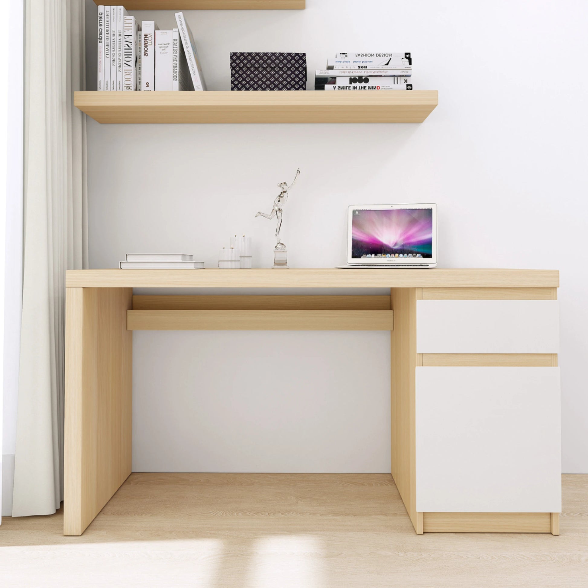Loft Ensio Desk, 140cm, Natural Wood & White