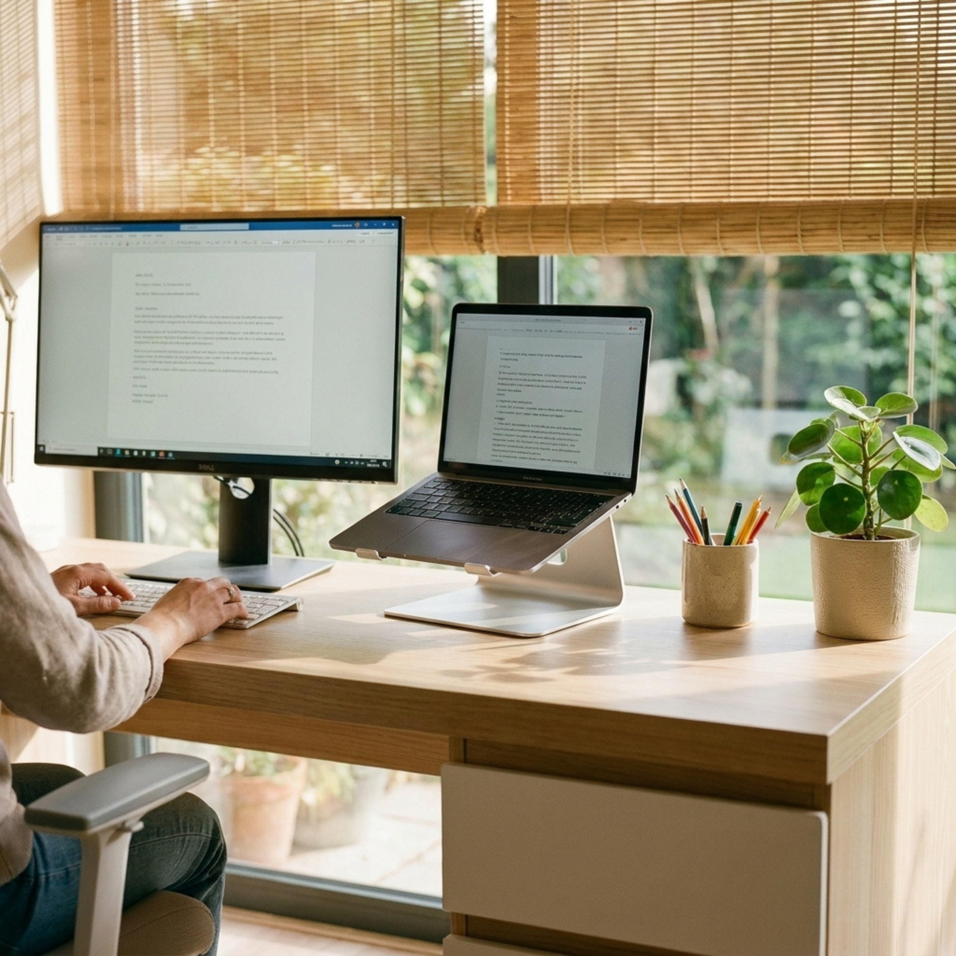 Loft Ensio Desk, W140cm, Natural Wood & White