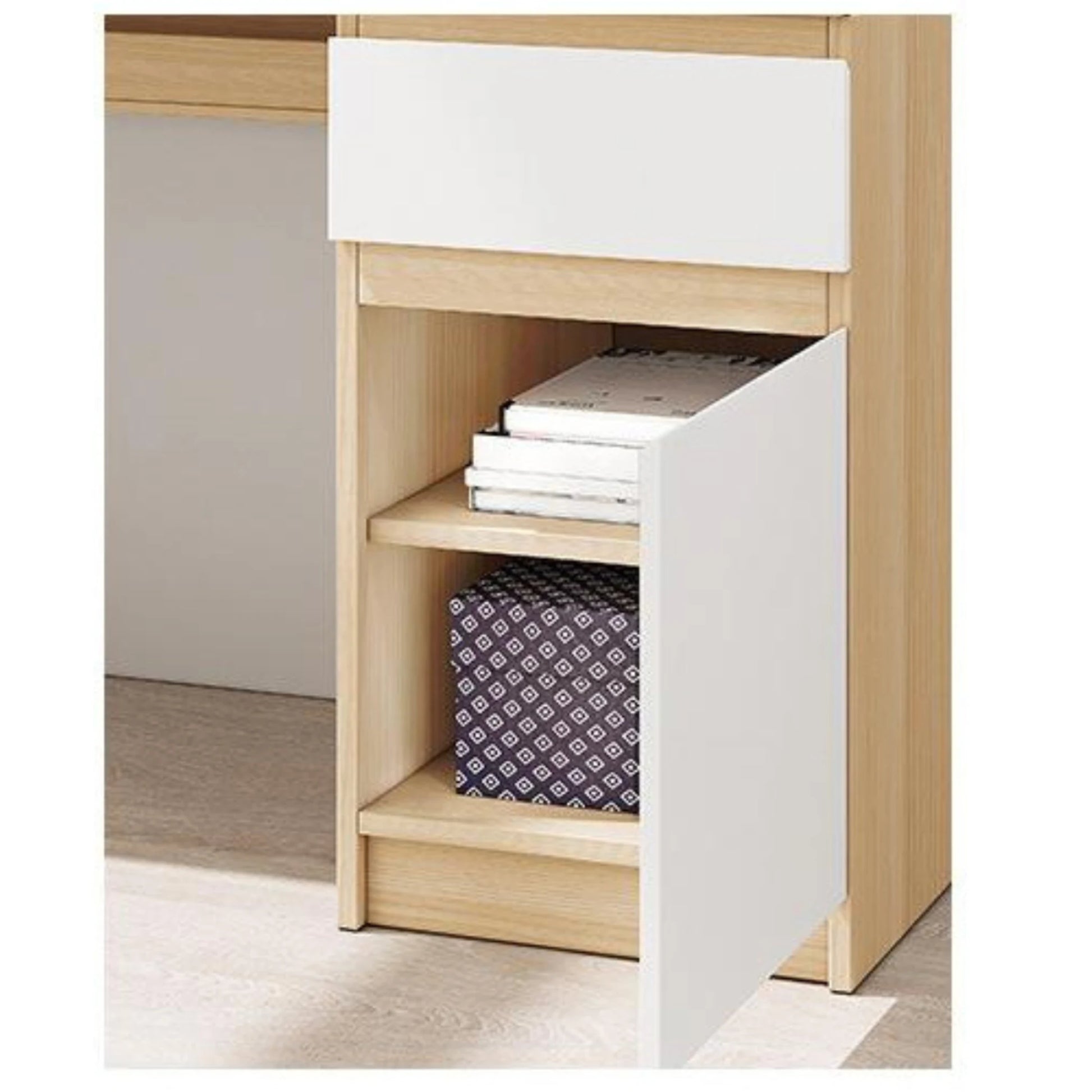 Loft Ensio Desk, 140cm, Natural Wood & White