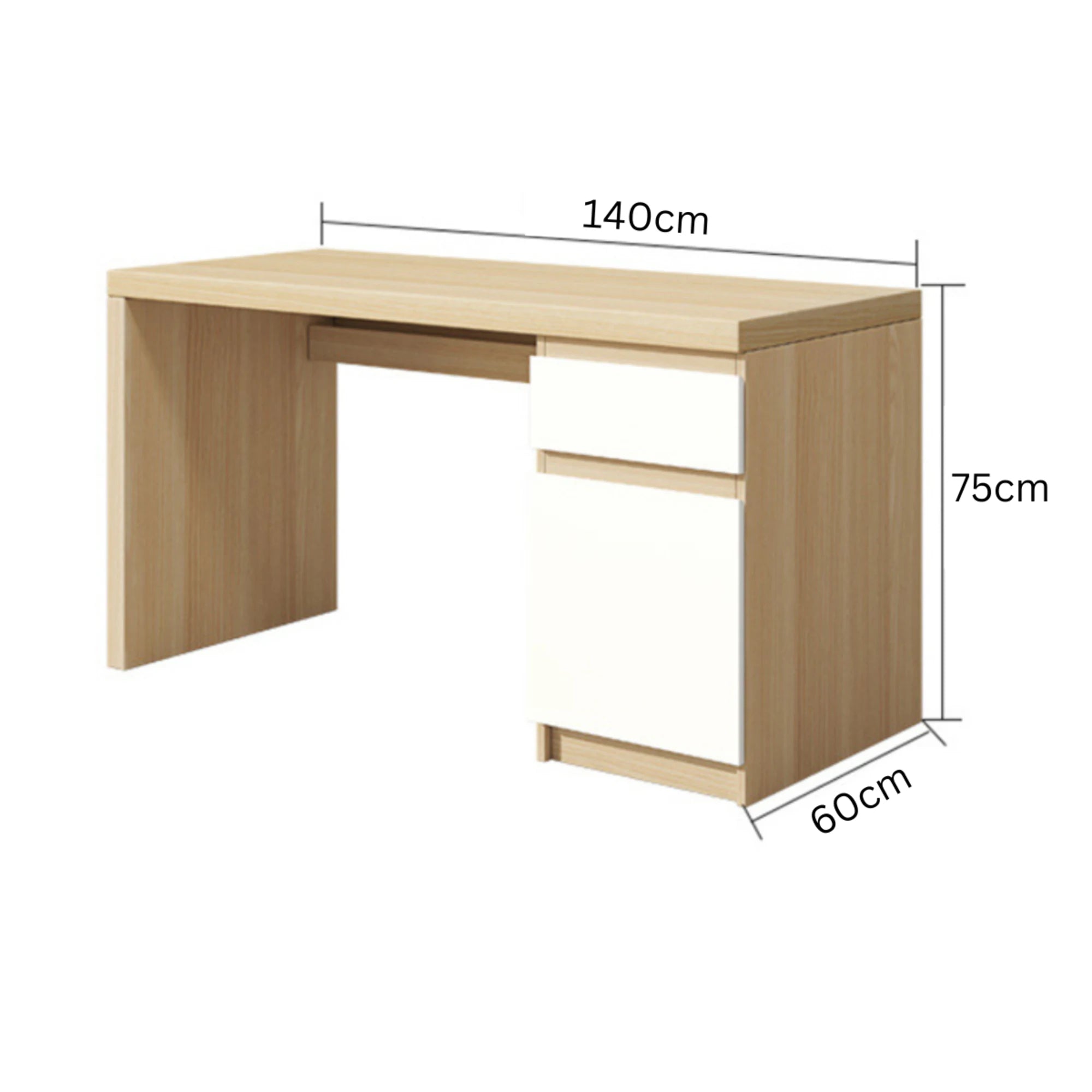 Loft Ensio Desk, 140cm, Natural Wood & White