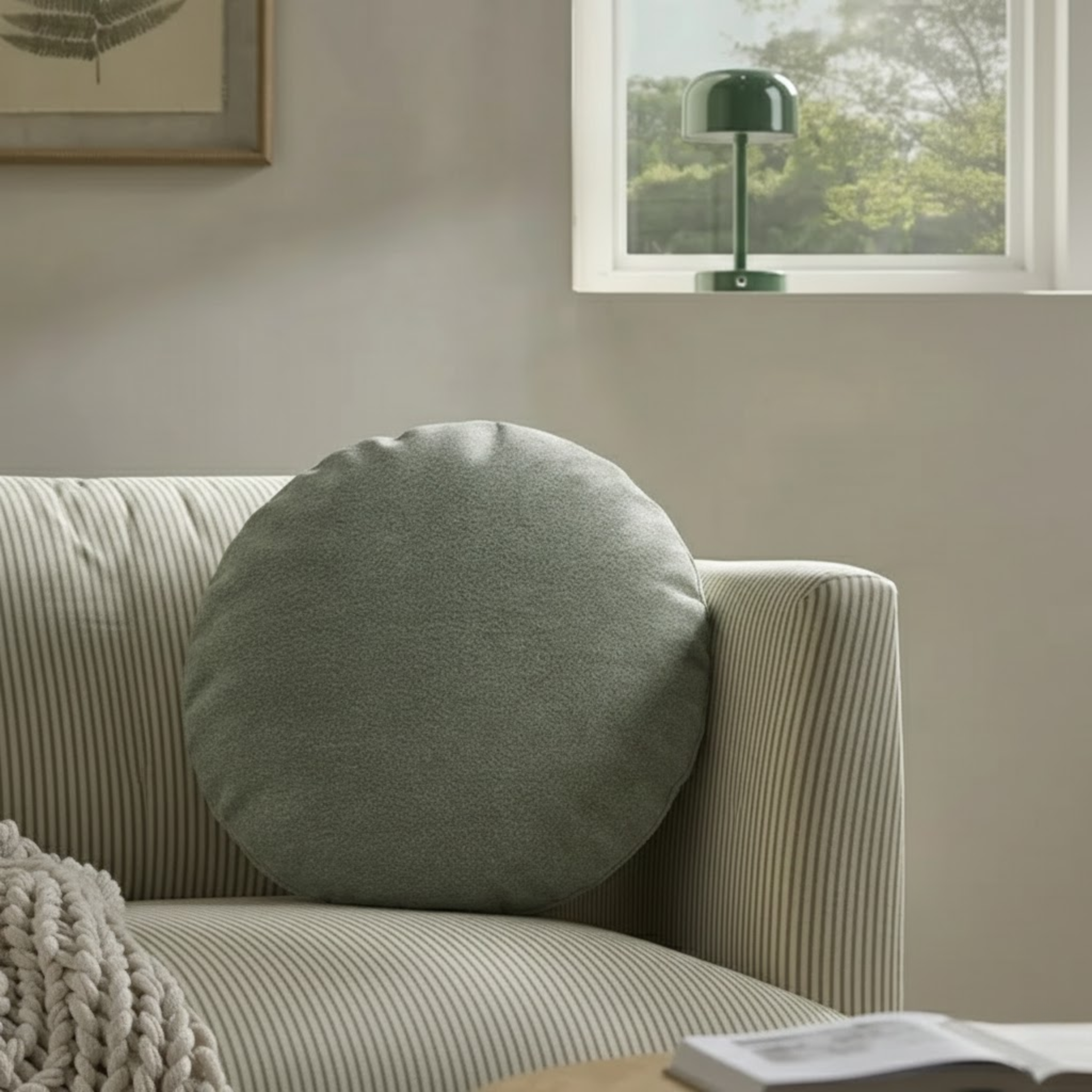MODE Haven Round Cushion, Sage