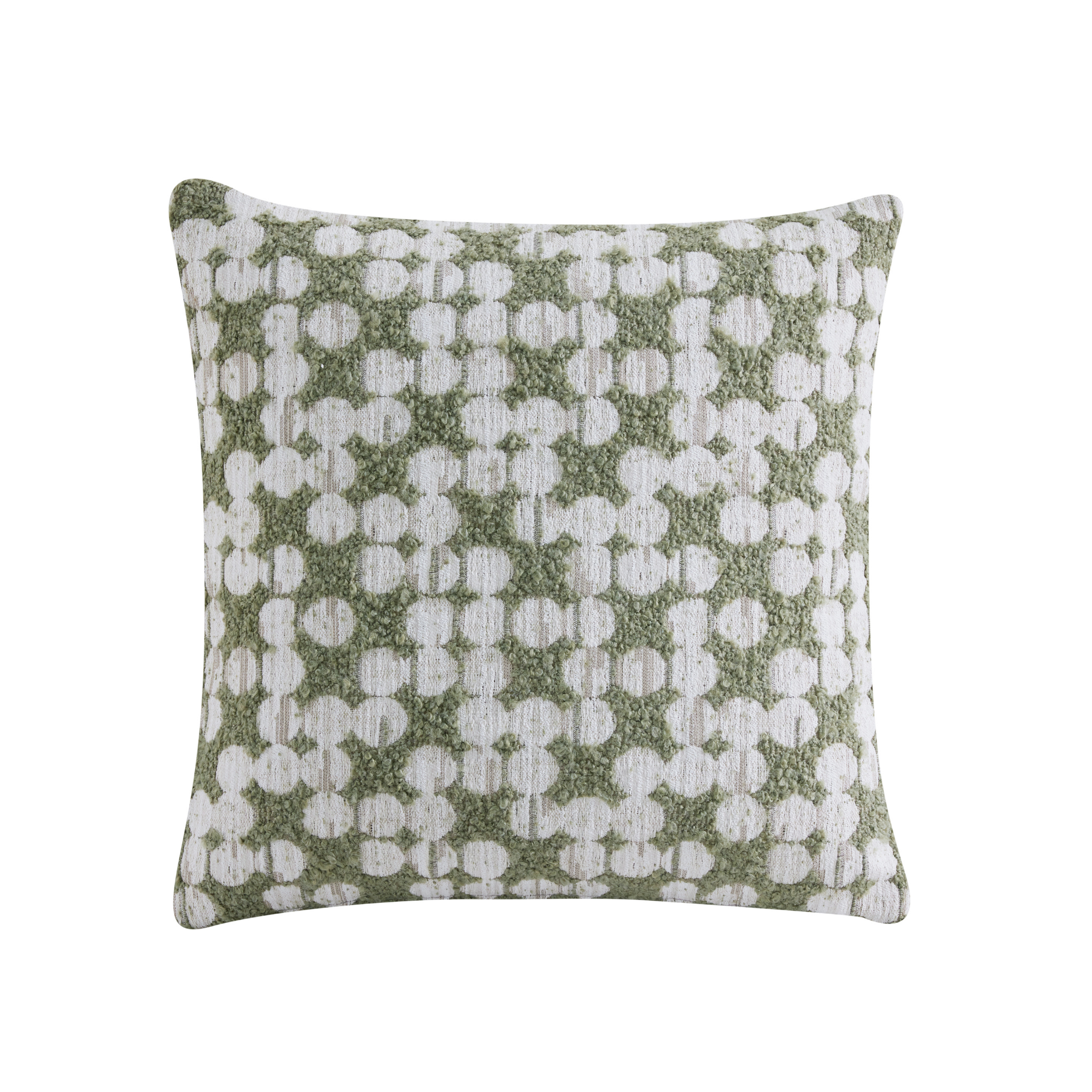 MODE Bloom Patterned Boucle Cushion, Green & White