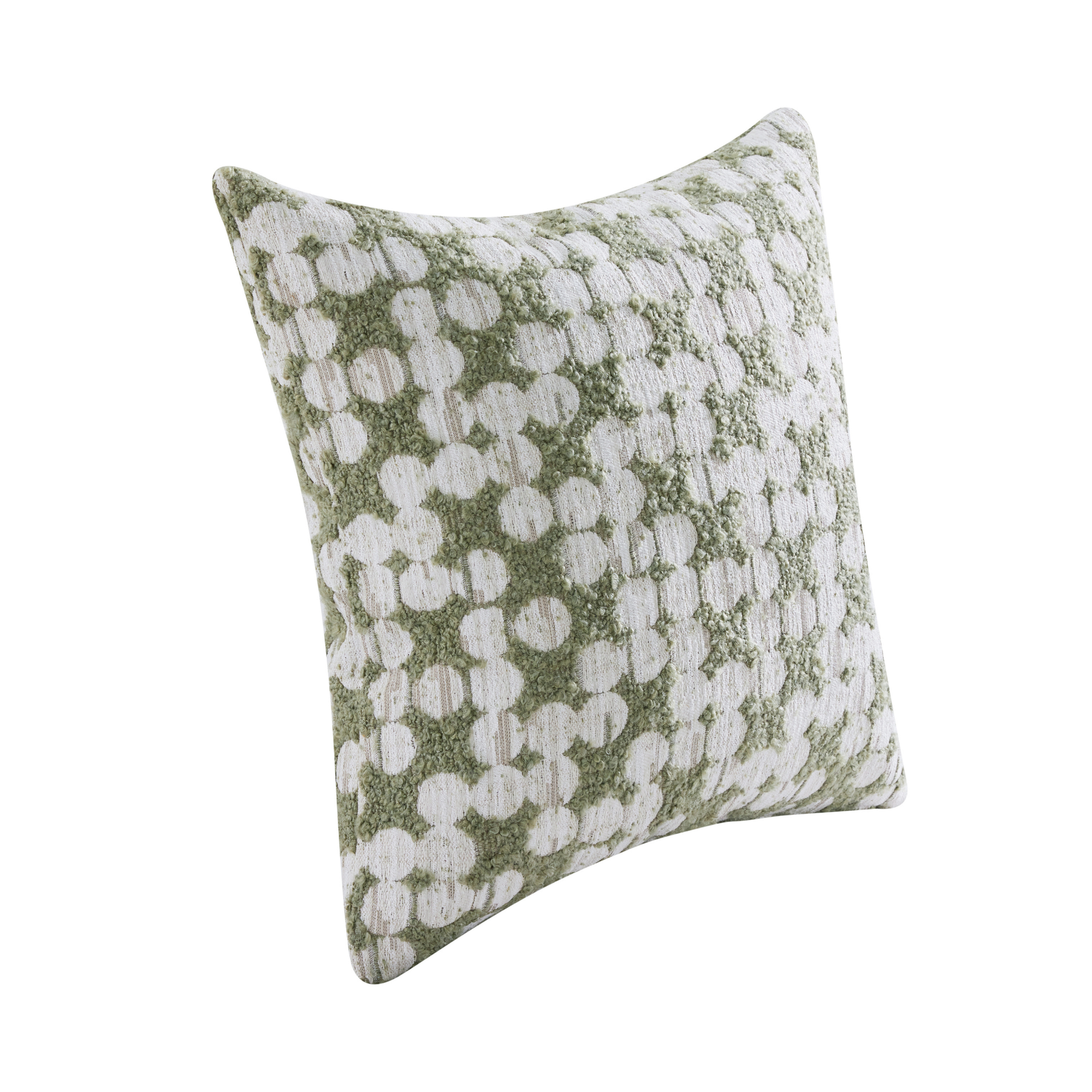 MODE Bloom Patterned Boucle Cushion, Green & White