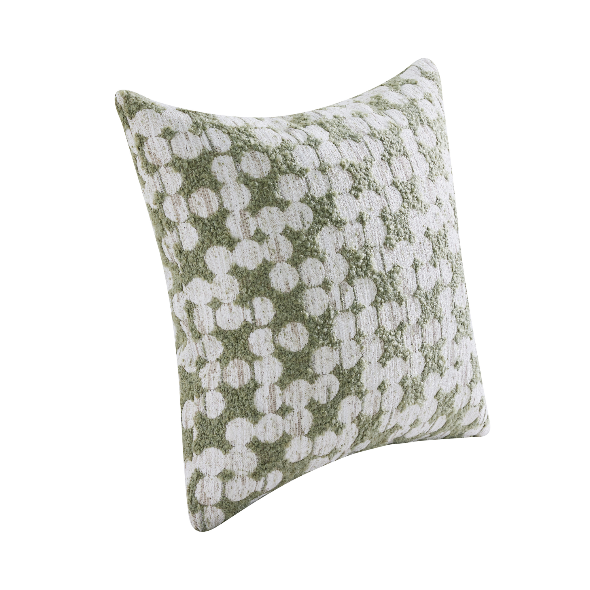 MODE Bloom Patterned Boucle Cushion, Green & White