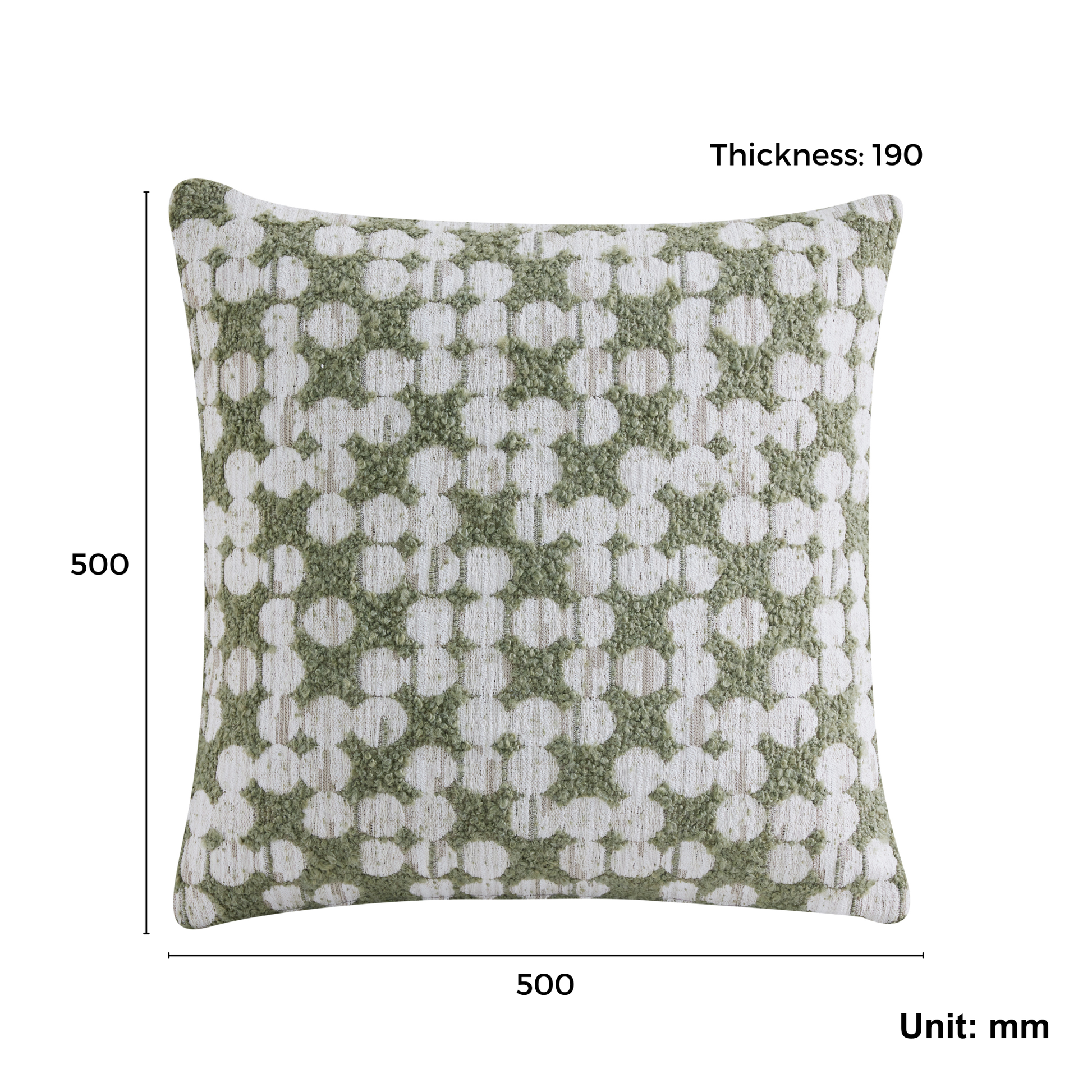 MODE Bloom Patterned Boucle Cushion, Green & White