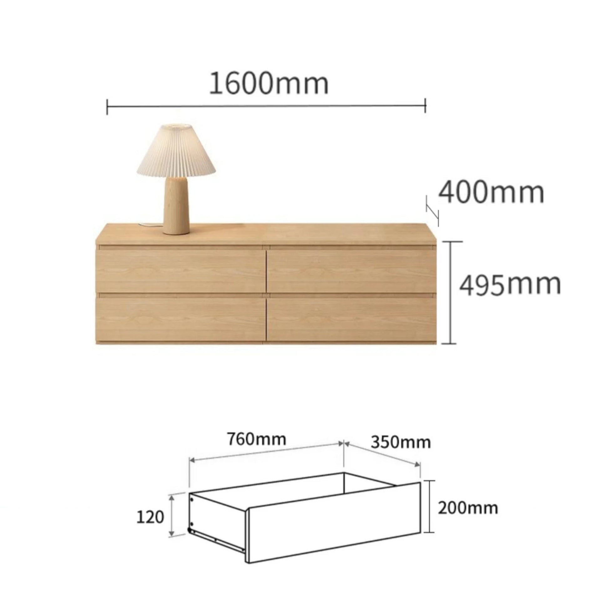 Loft Ensio Entertainment Unit, 160cm, Natural Wood