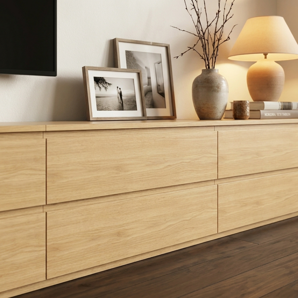 Loft Ensio Entertainment Unit, W320cm, Natural Wood