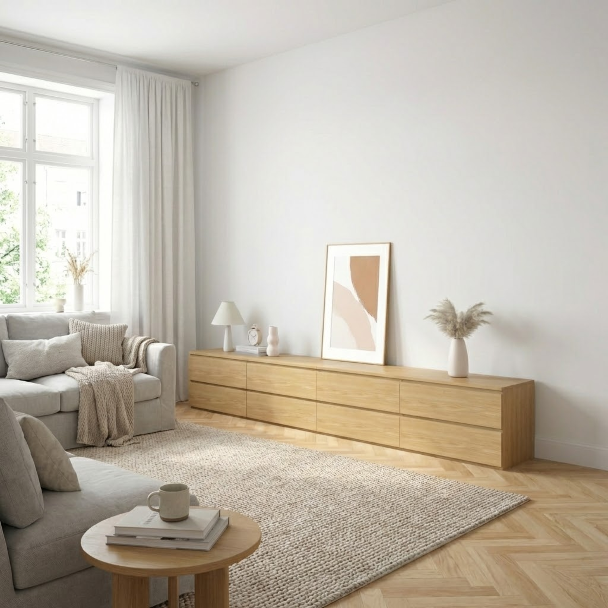 Loft Ensio Entertainment Unit, W320cm, Natural Wood