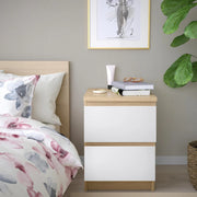 Loft Ensio Bedside Table, White & Natural Wood