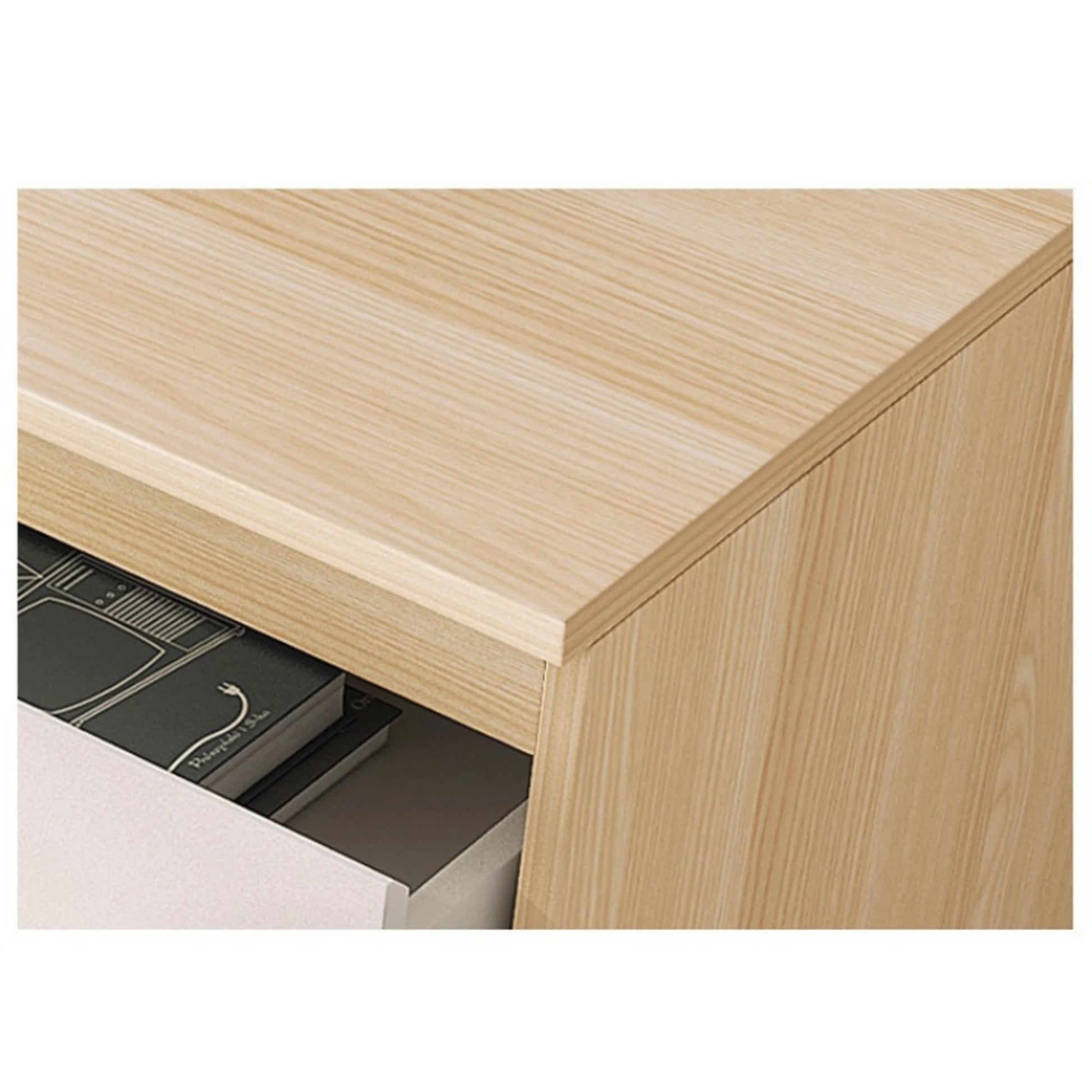 Loft Ensio Bedside Table, White & Natural Wood