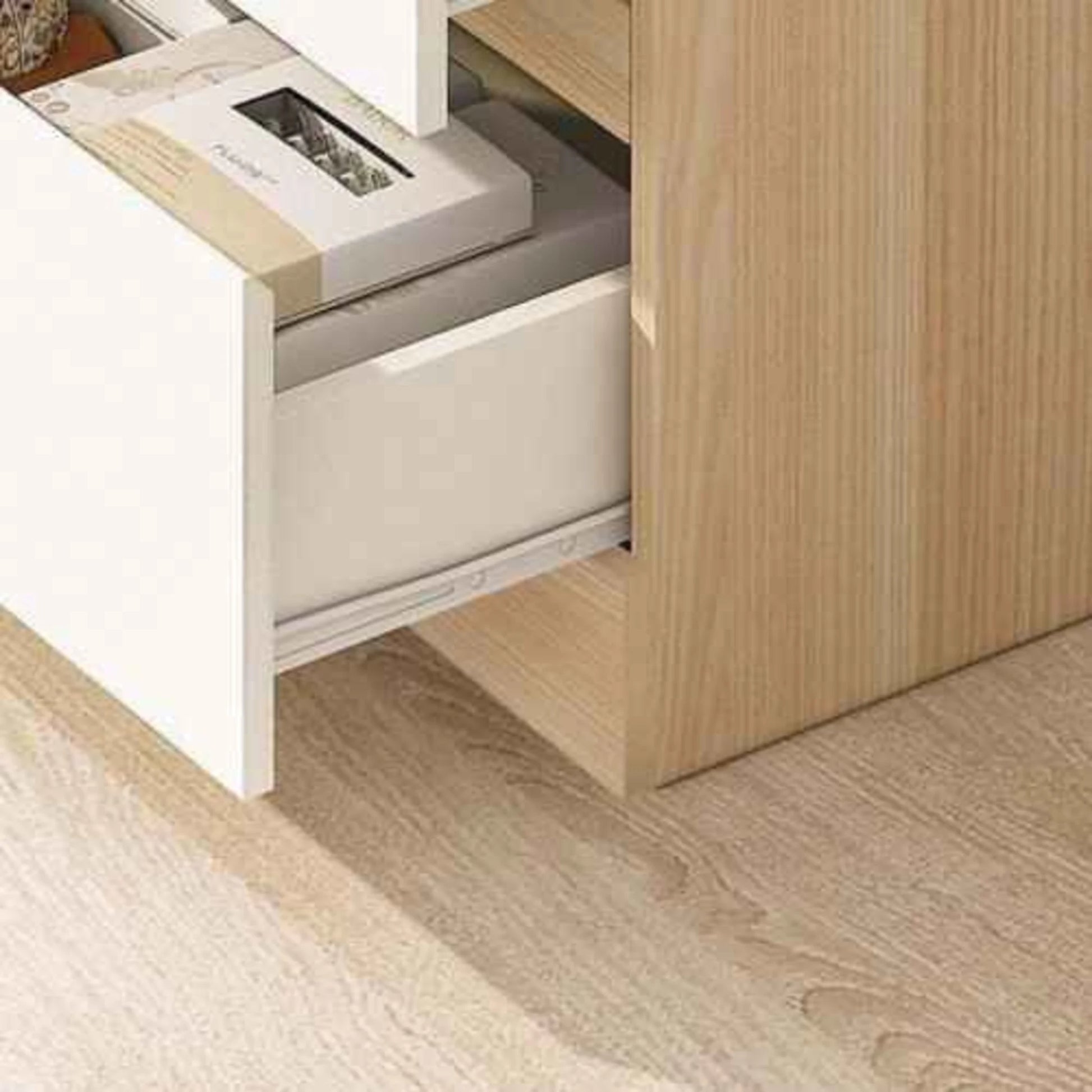 Loft Ensio Bedside Table, White & Natural Wood