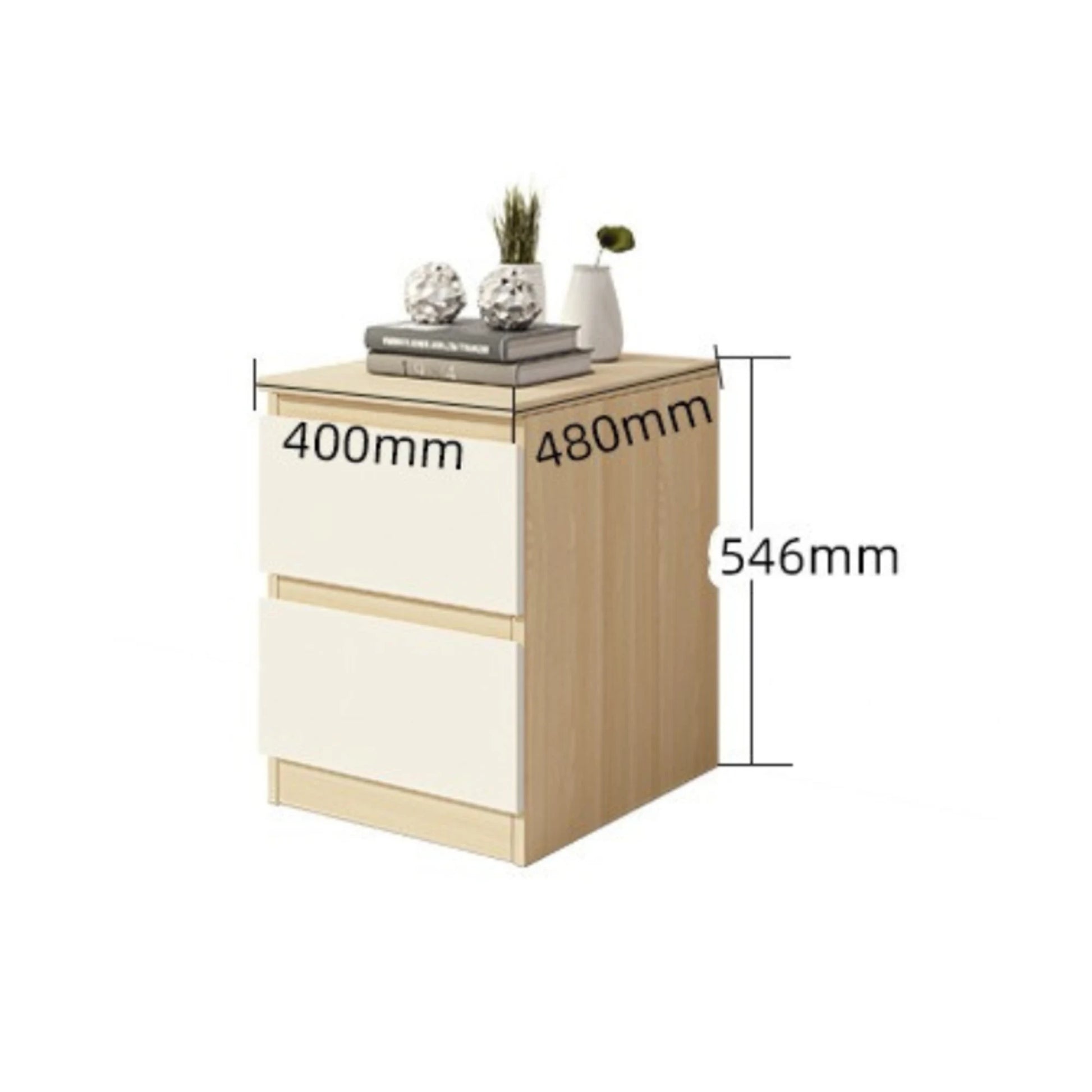 Loft Ensio Bedside Table, White & Natural Wood