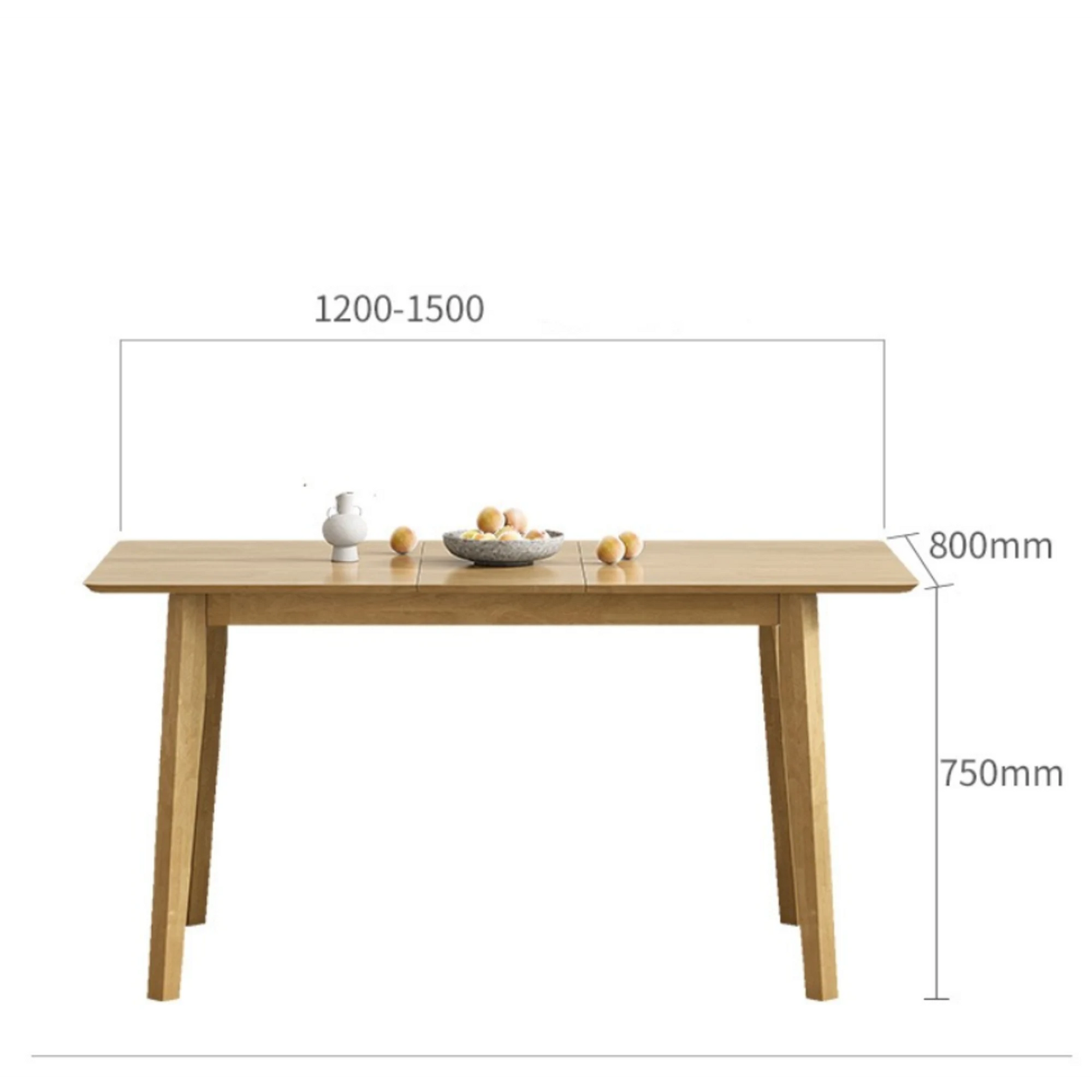 Loft Hansan Extendable Dining Table, Natural Wood, 120/150