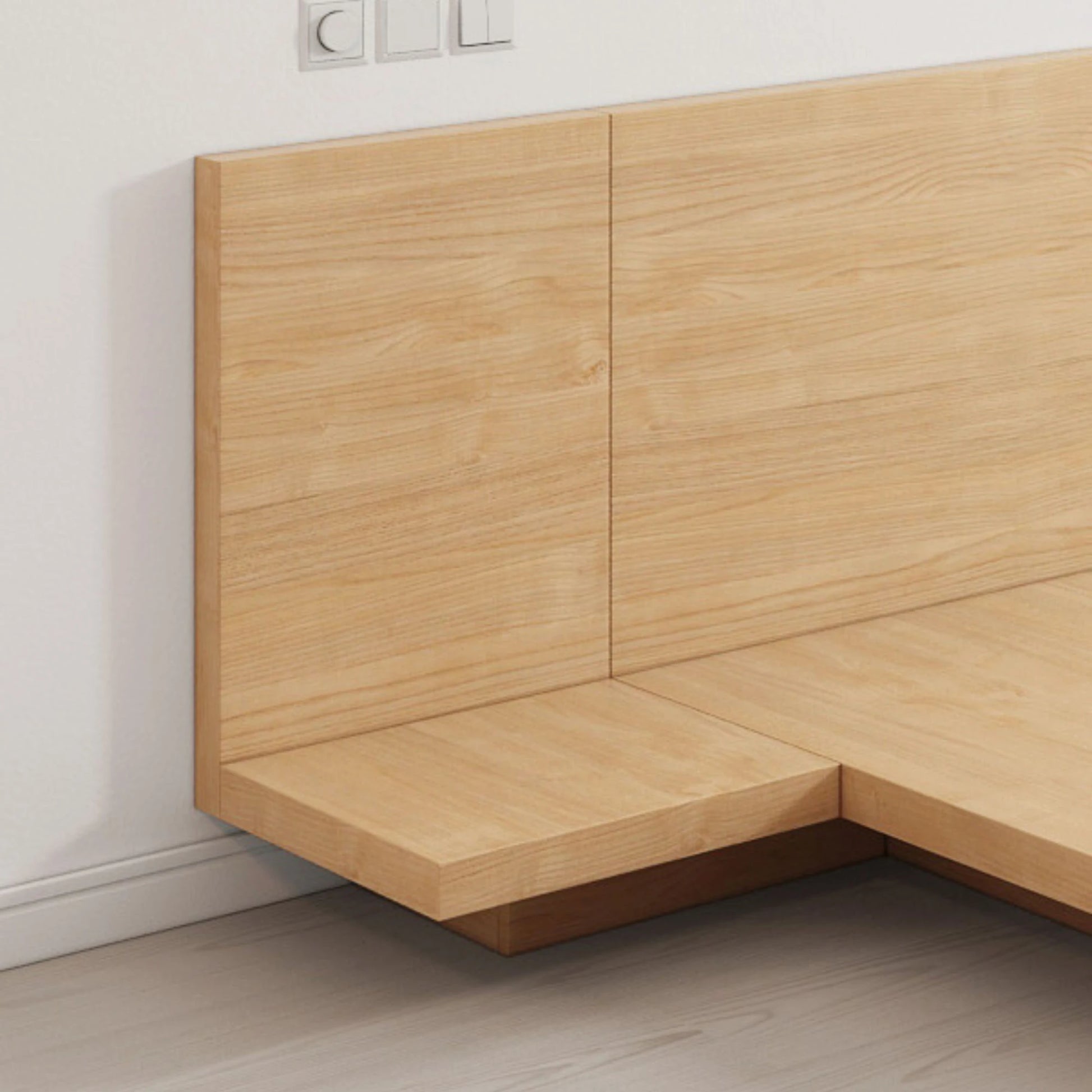 Loft Japandi Platform Bedside Table with Back Panel