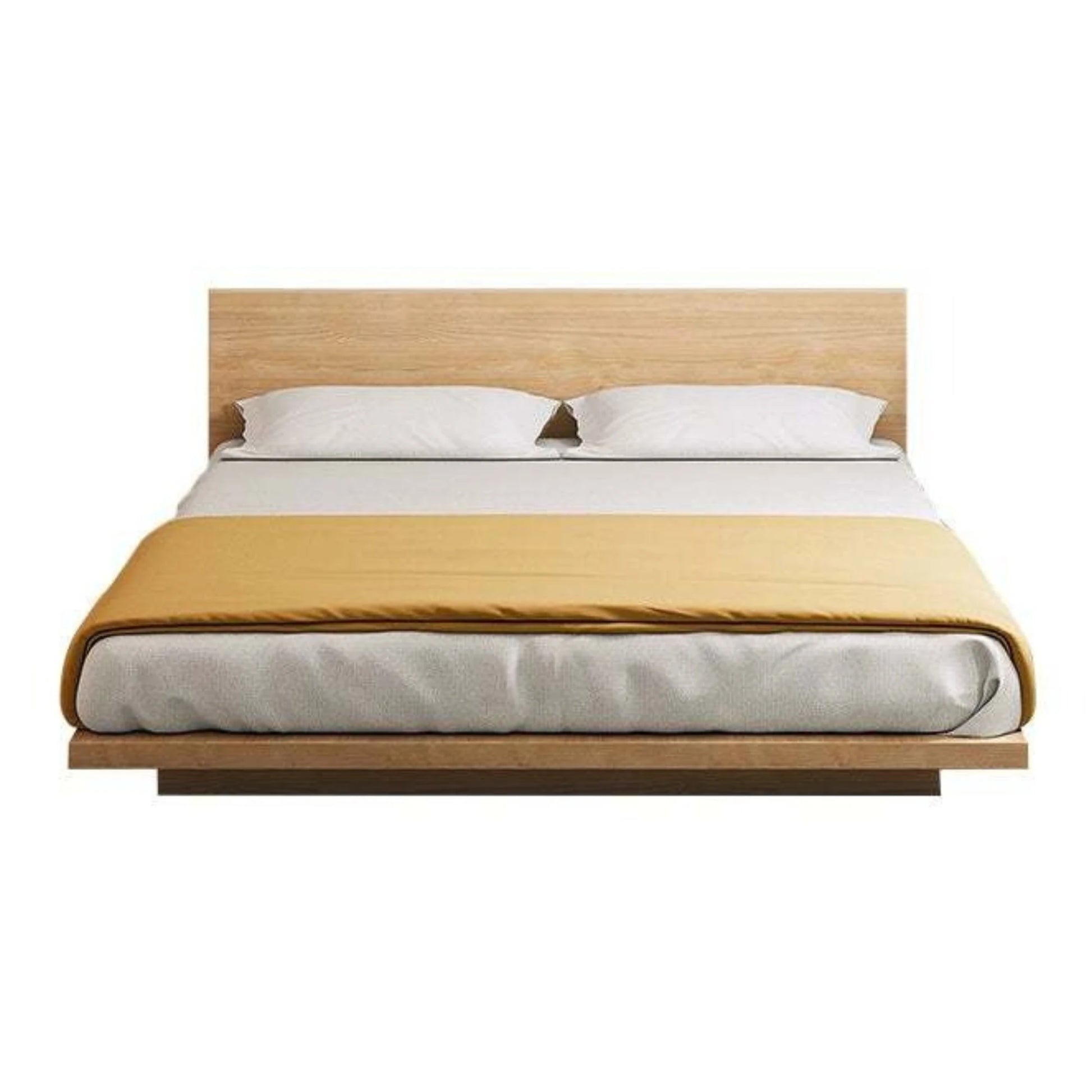 Loft Japandi Platform Bed Frame, Natural Wood