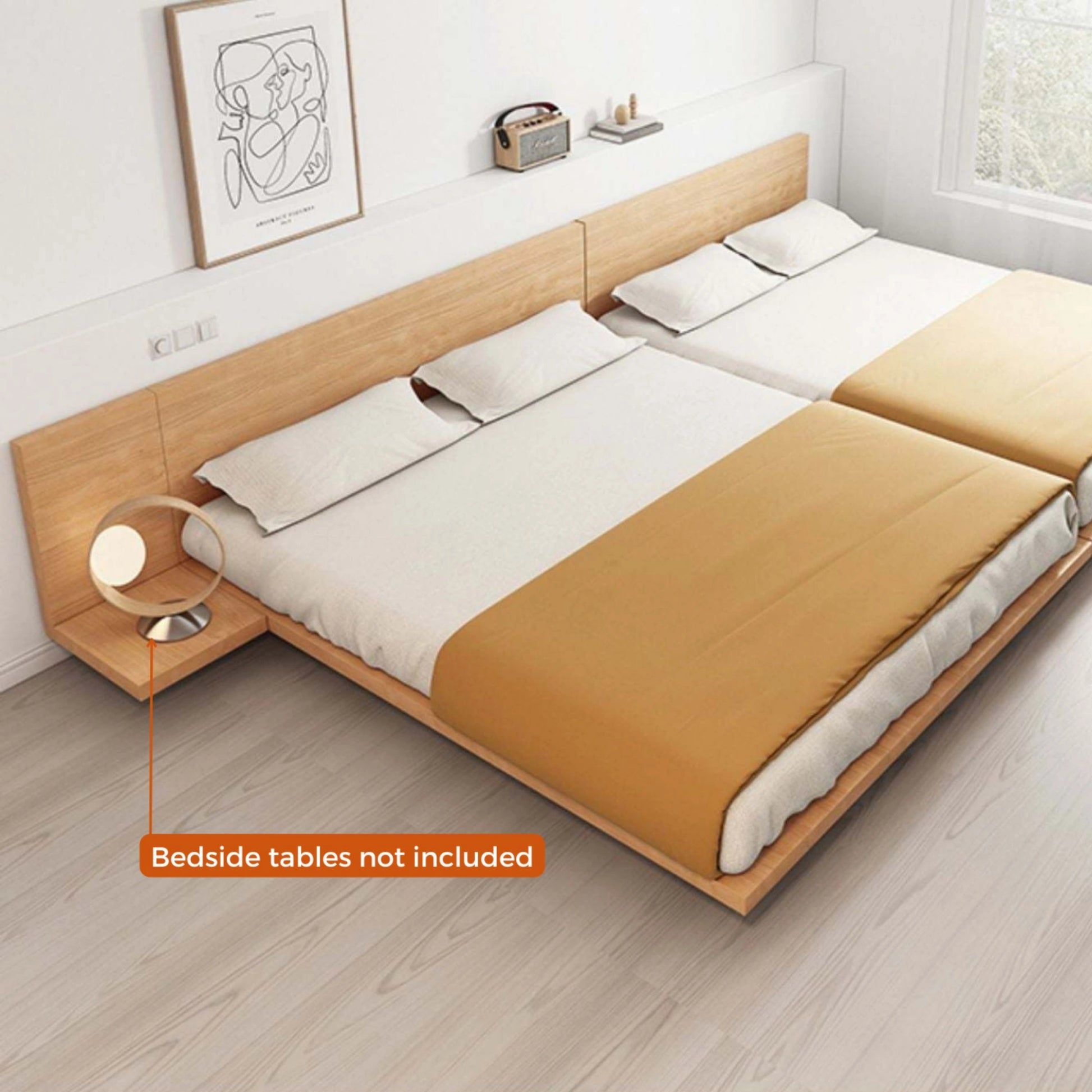 Loft Japandi Platform Bed Frame, Natural Wood