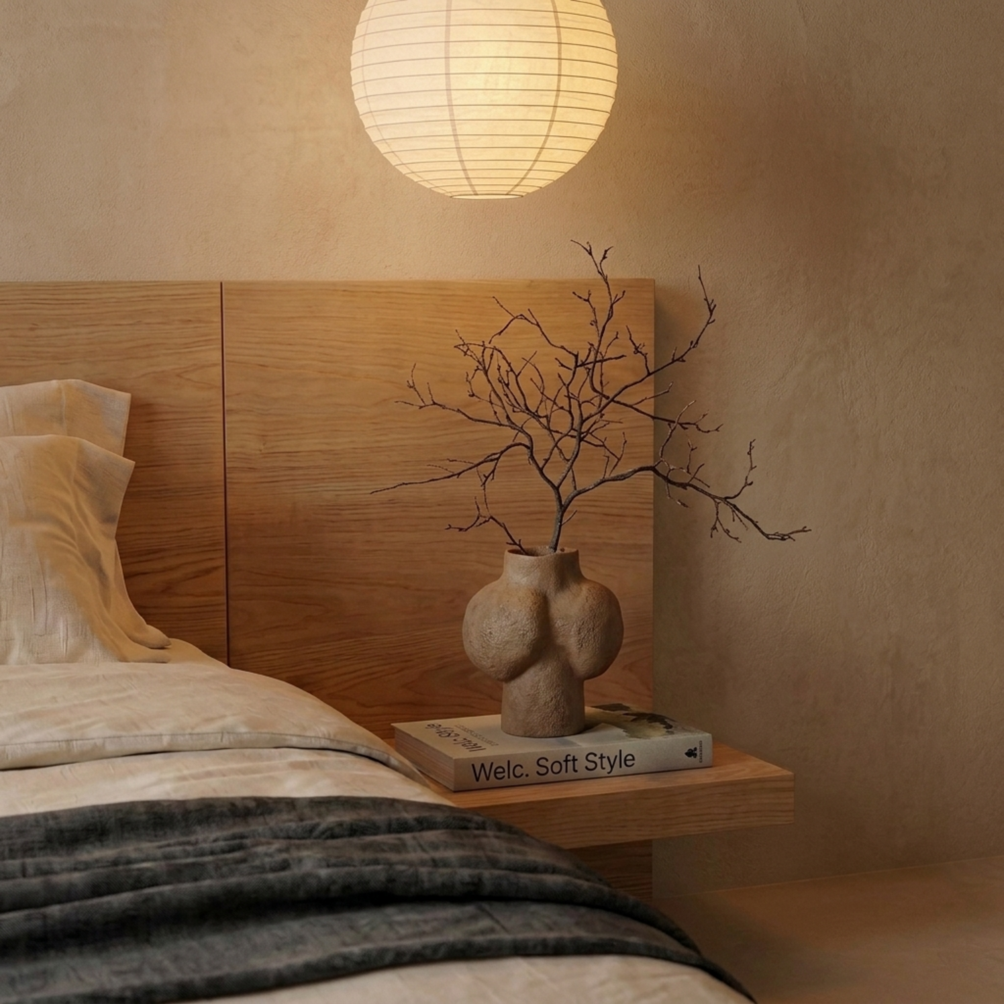 Loft Japandi NZ Queen Platform Bed Frame with 2 Bedside Tables