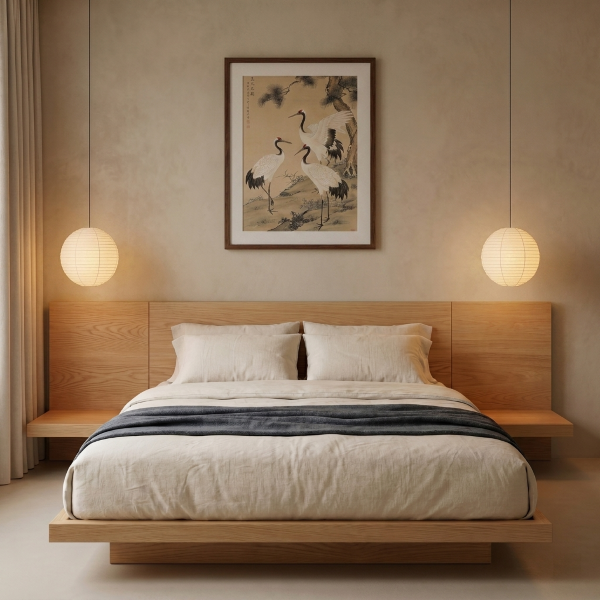 Loft Japandi NZ Queen Platform Bed Frame with 2 Bedside Tables