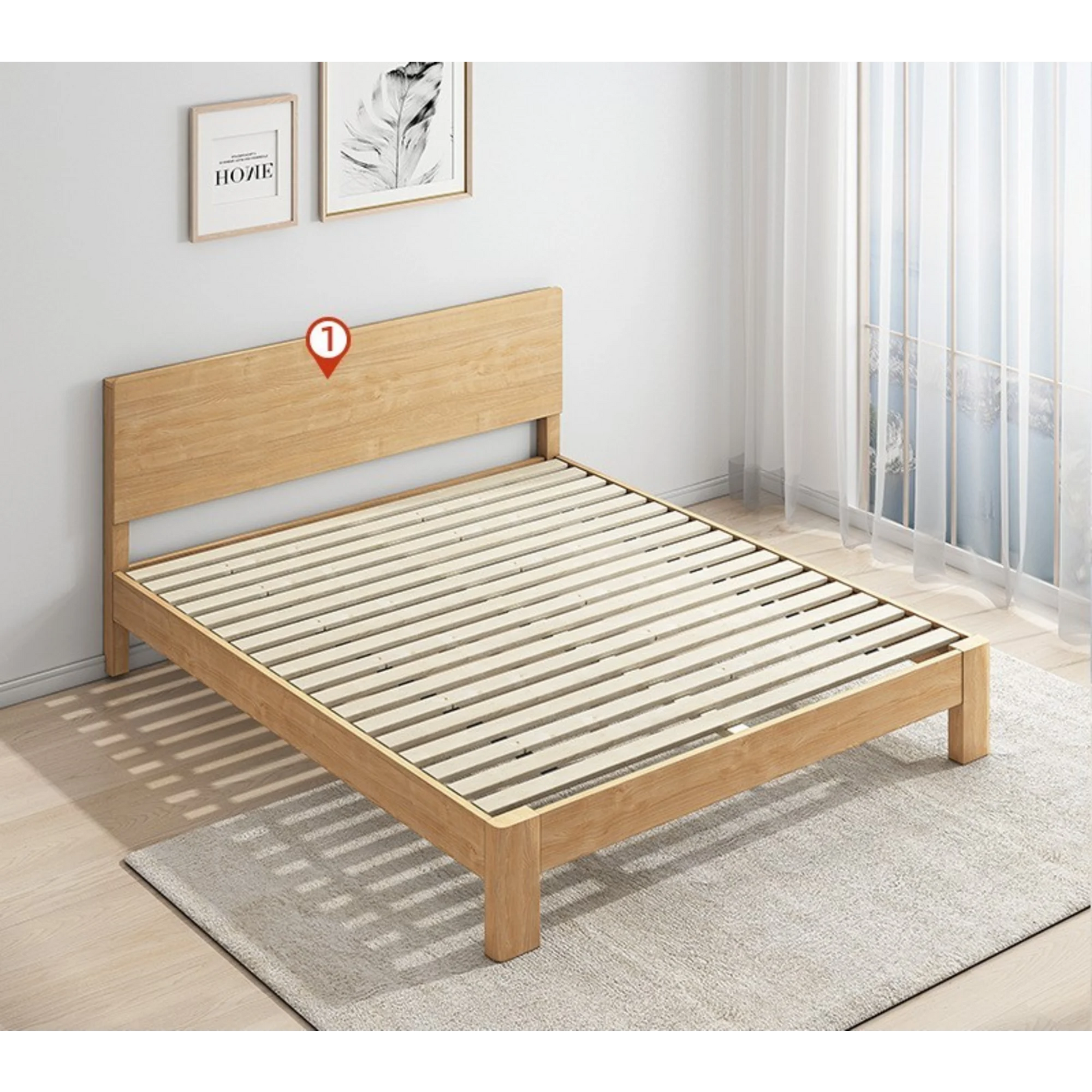 Loft Japandi Bed Frame, Light Wood
