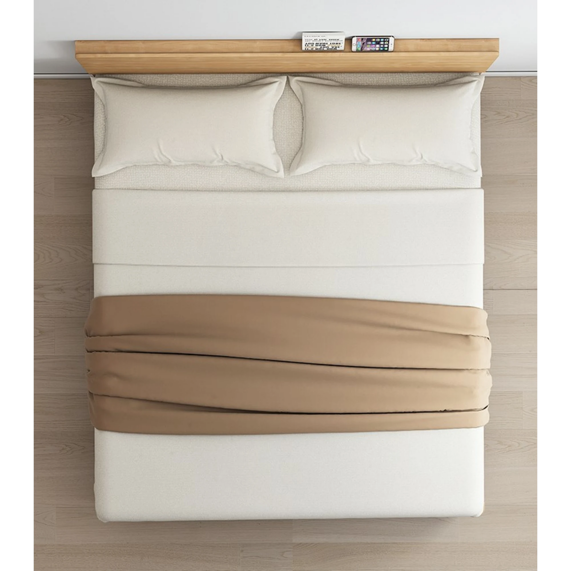 Loft Japandi Bed Frame, Light Wood