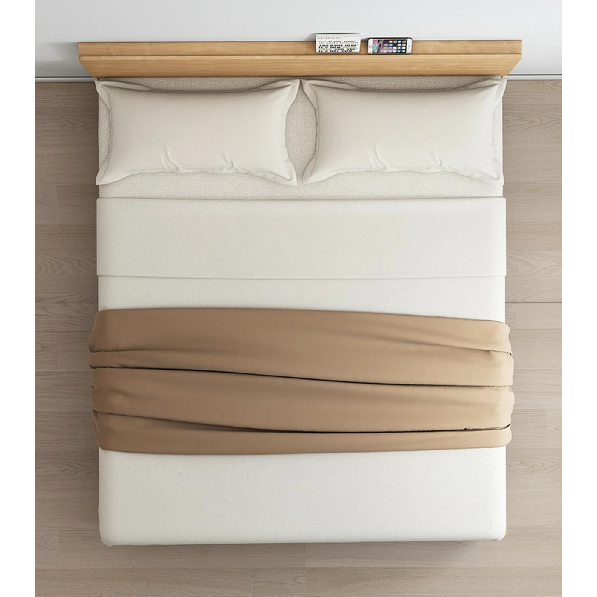Loft Japandi Bed Frame, Light Wood