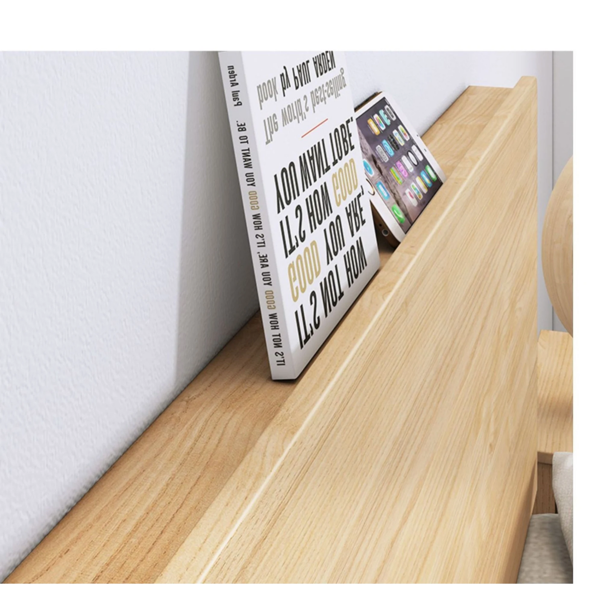 Loft Japandi Bed Frame, Light Wood