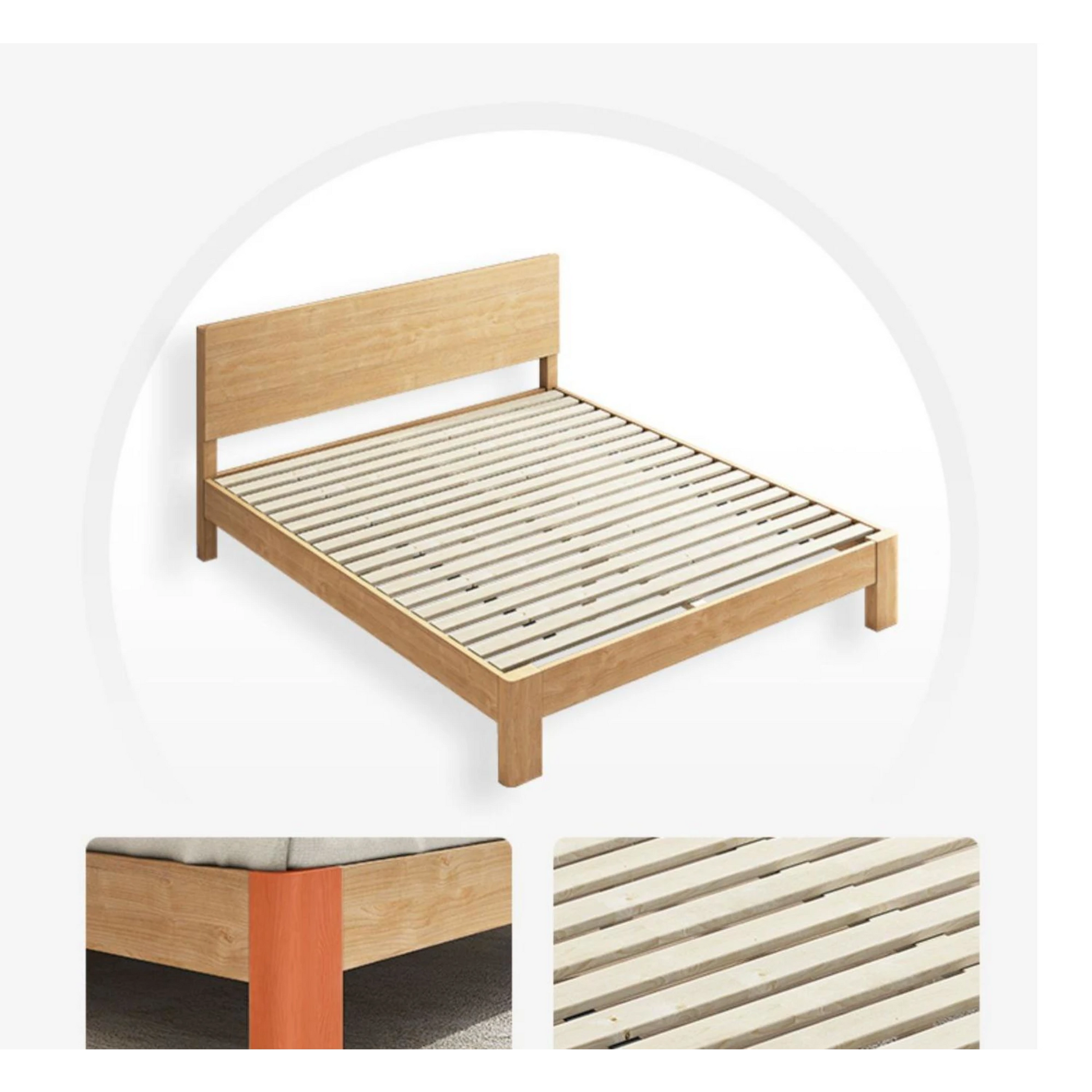 Loft Japandi Bed Frame, Light Wood