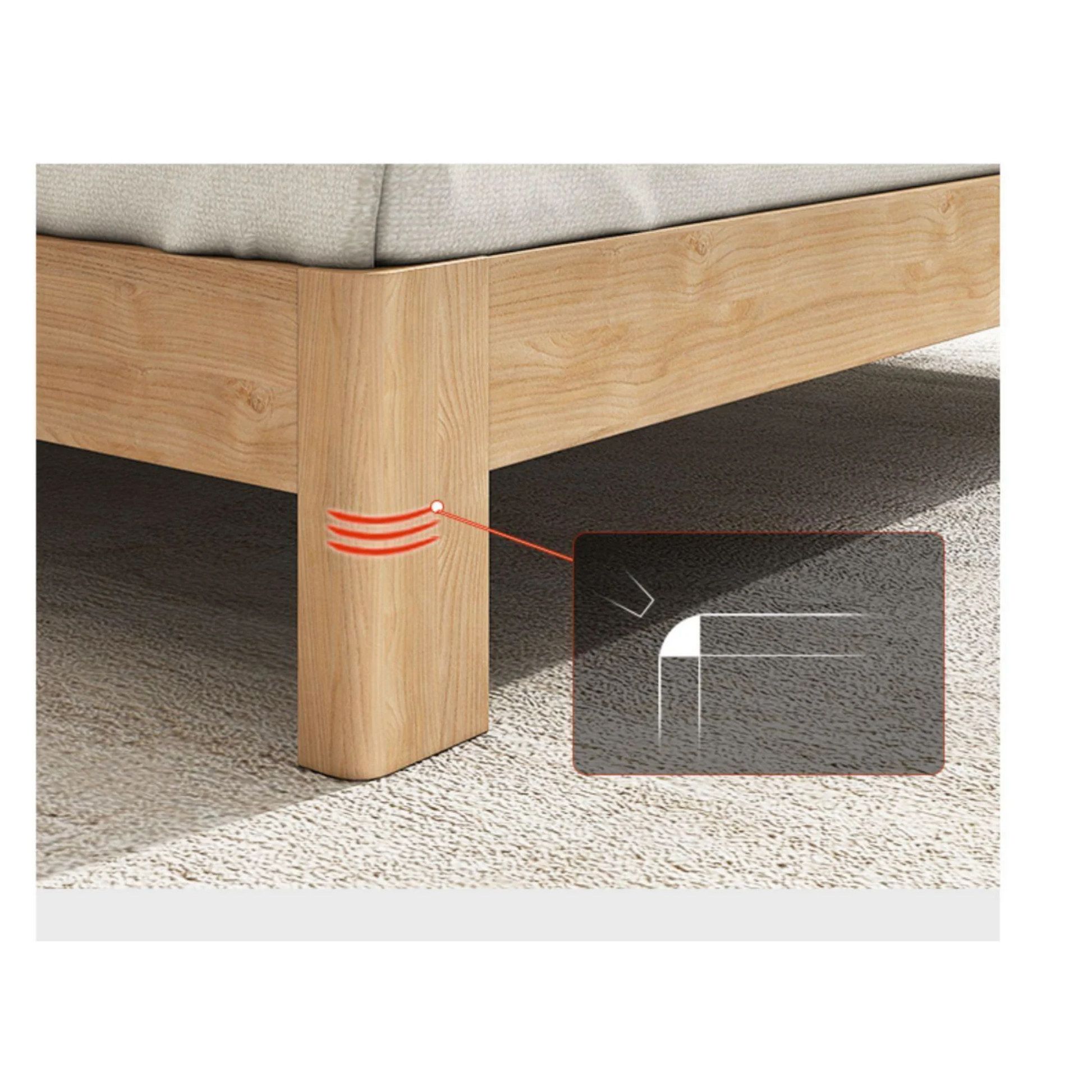 Loft Japandi Bed Frame, Light Wood