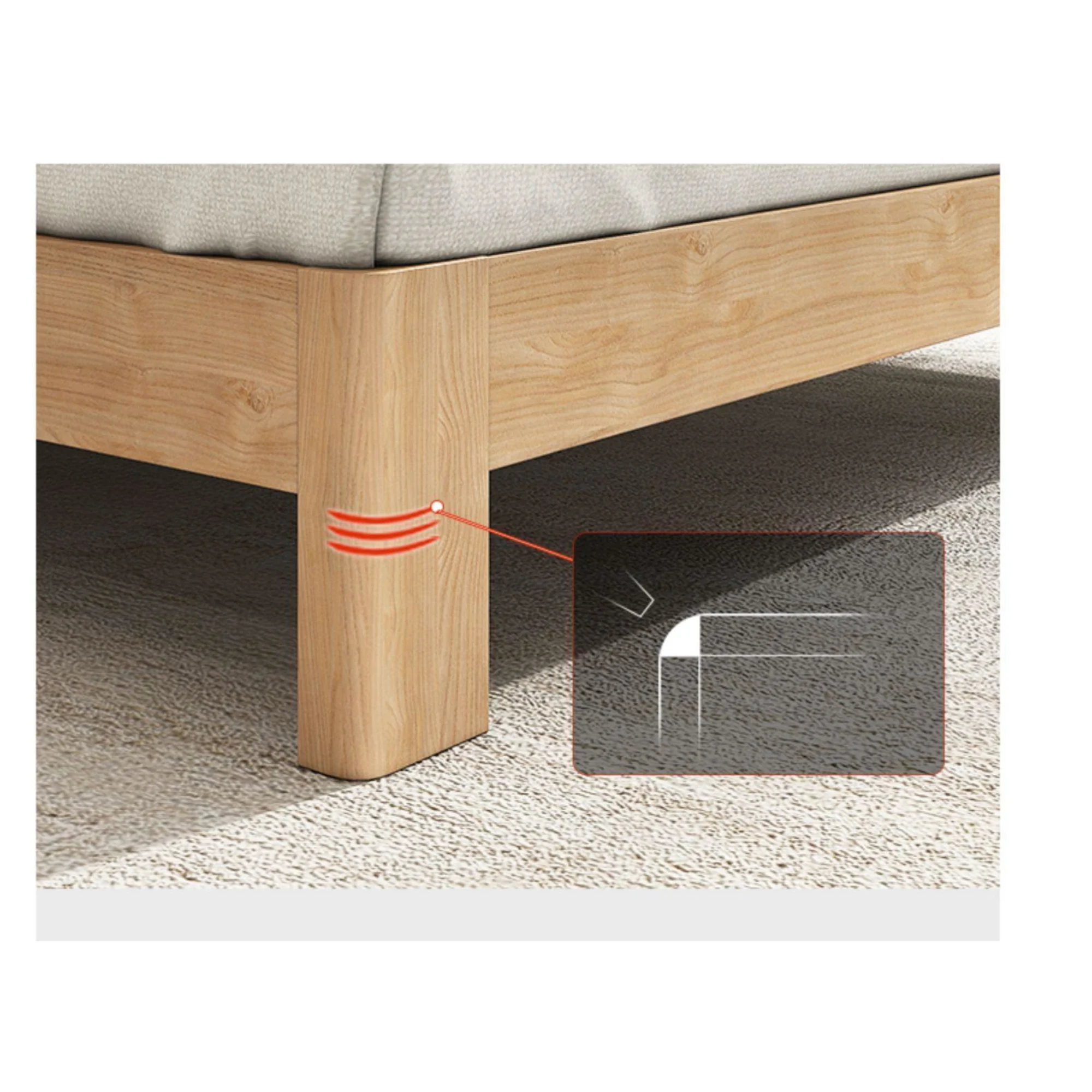 Loft Japandi Bed Frame, Light Wood