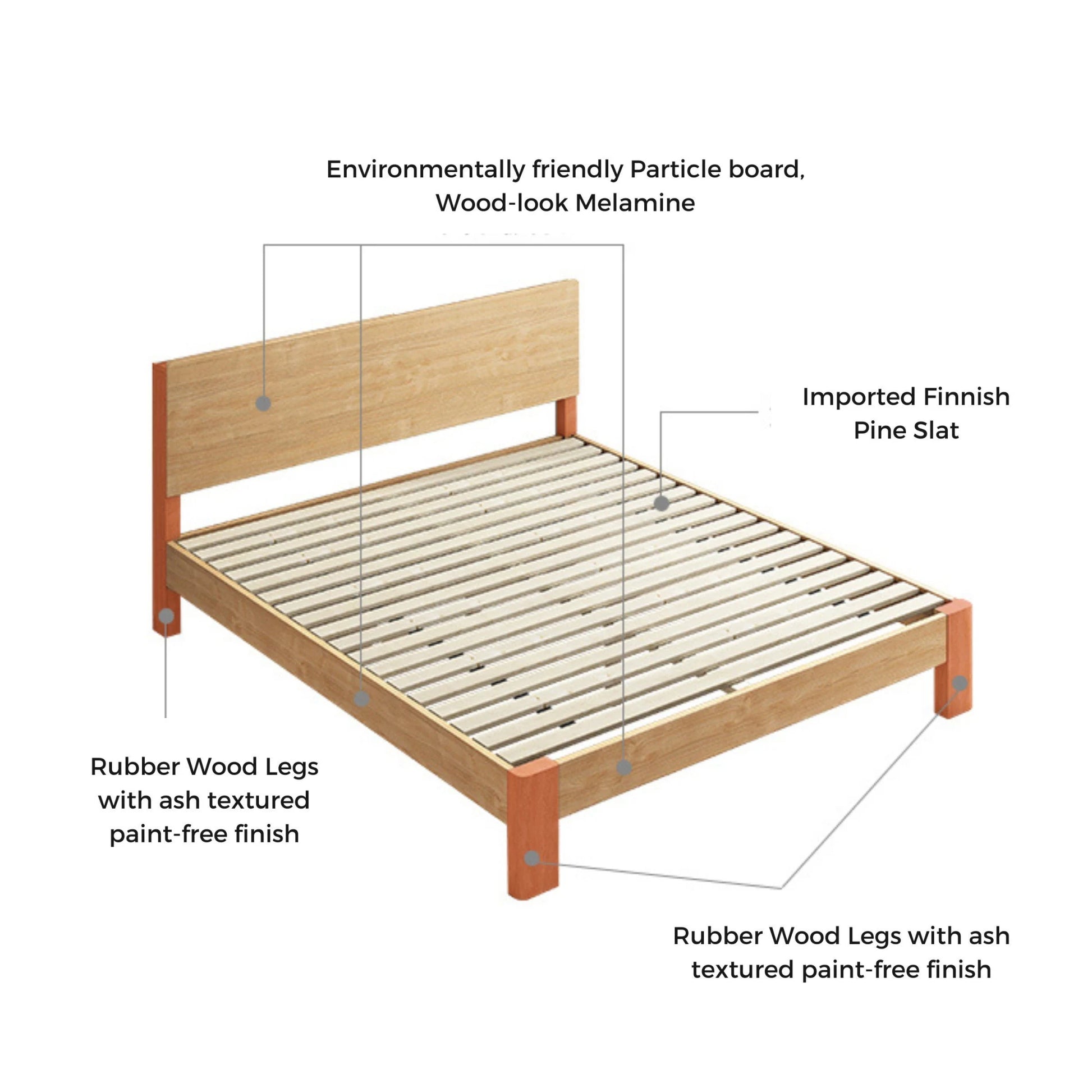 Loft Japandi Bed Frame, Light Wood