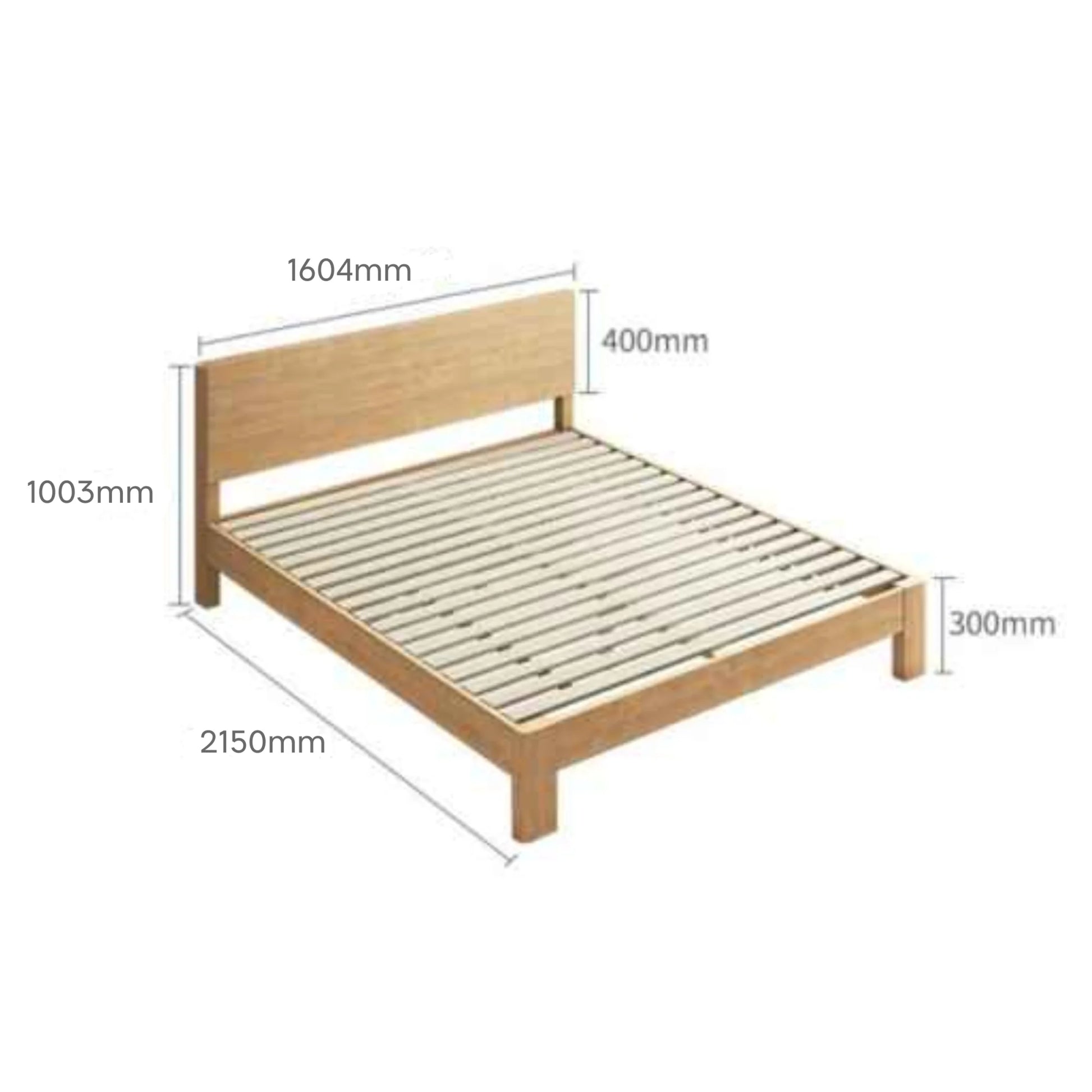 Loft Japandi Bed Frame, Light Wood
