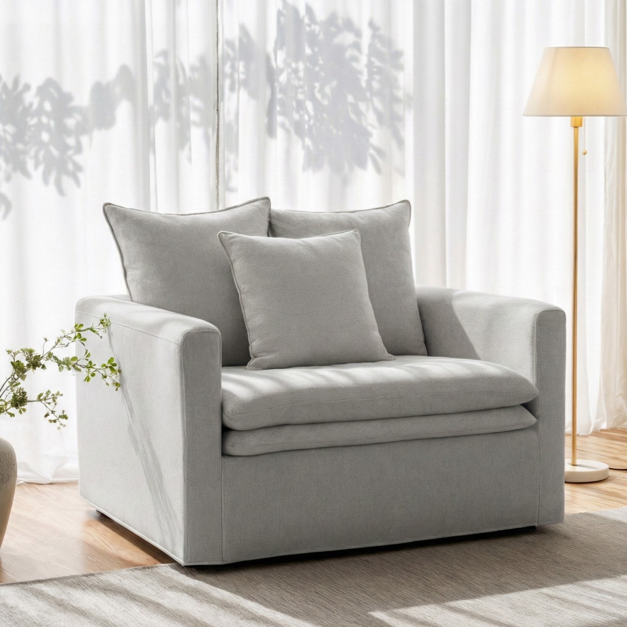 MODE Crepes Linen Armchair, Light Grey